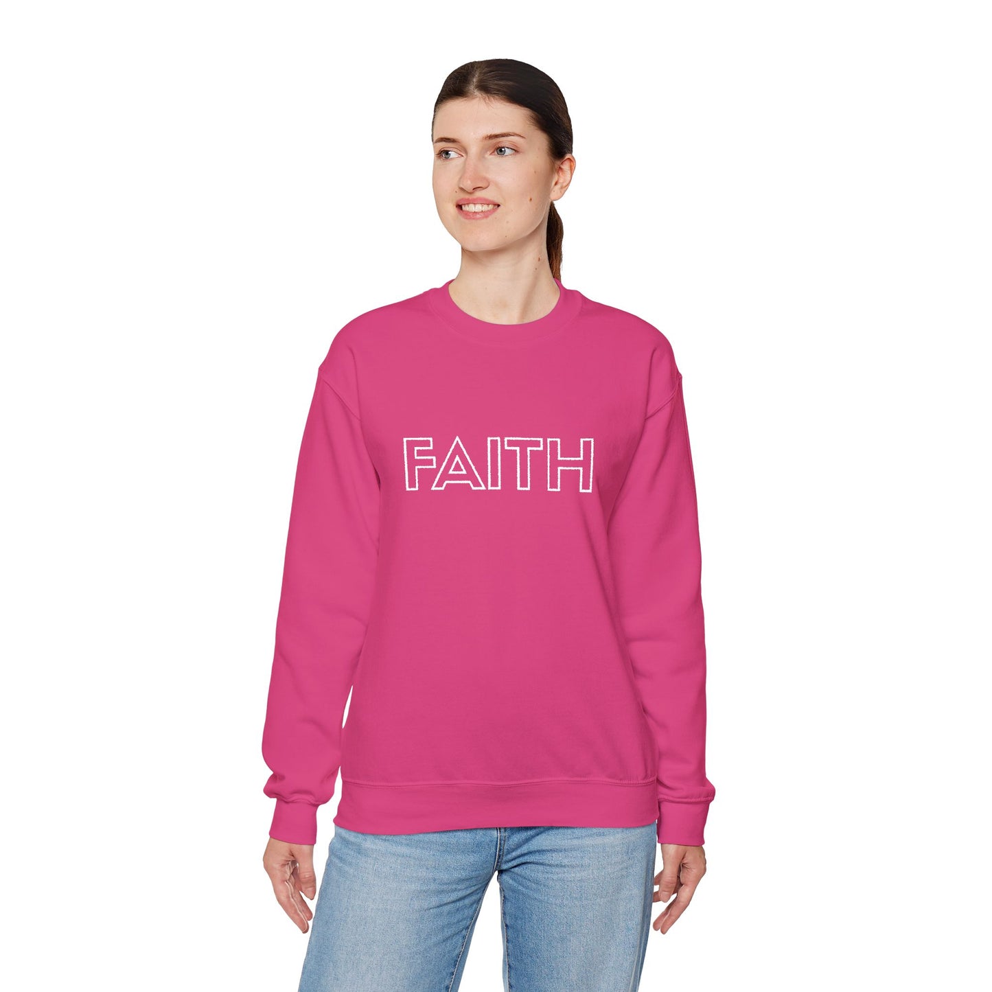 FAITH Embroidered Crewneck Sweatshirt - White stitching
