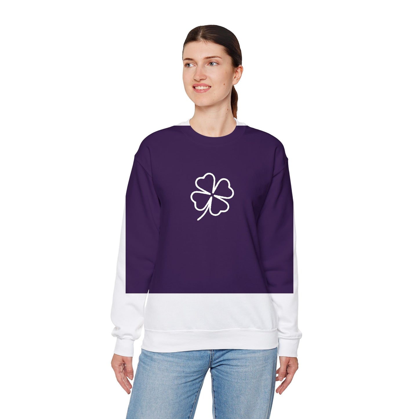 Shamrock Embroidered Crewneck Sweatshirt - White Stitching
