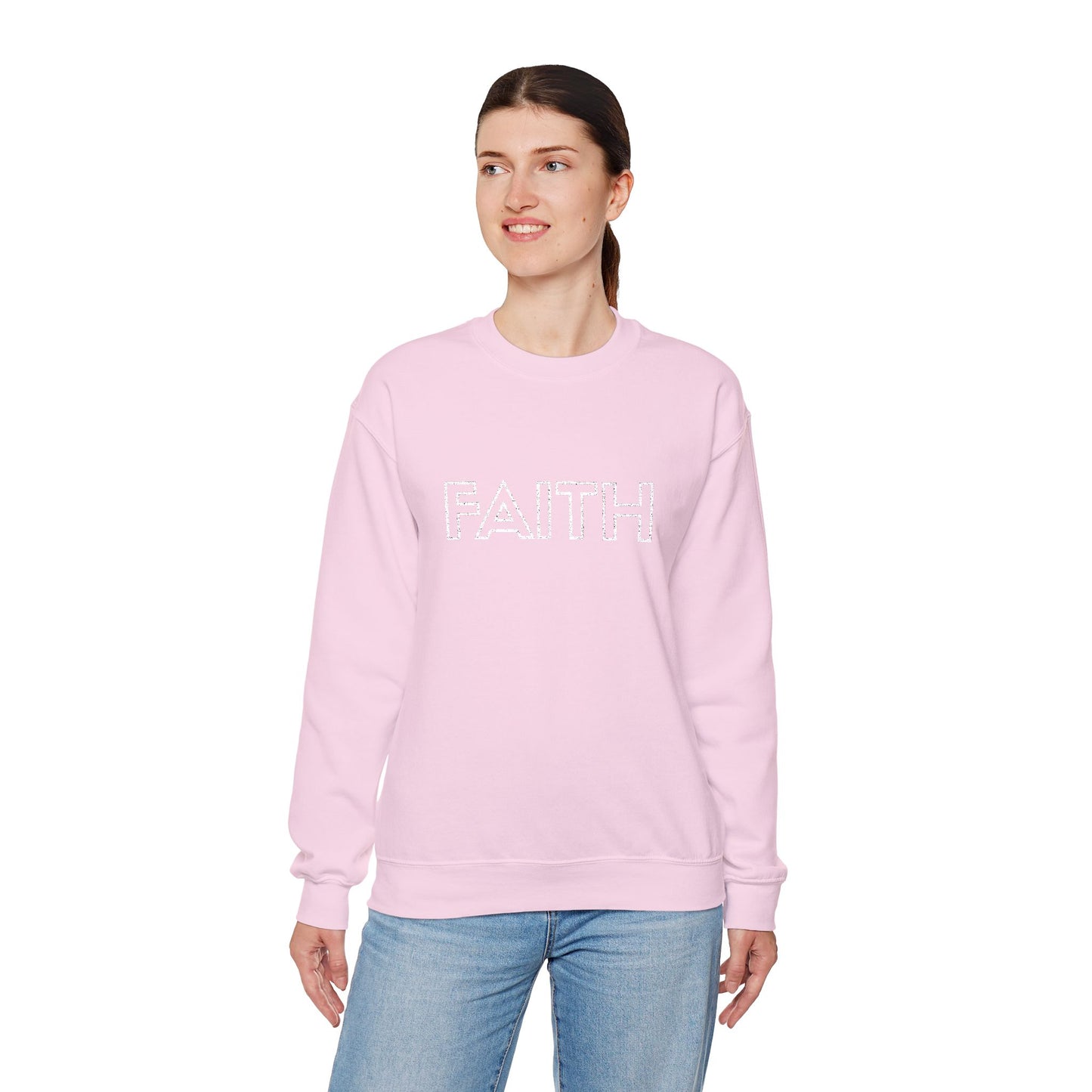 FAITH Embroidered Crewneck Sweatshirt - White stitching