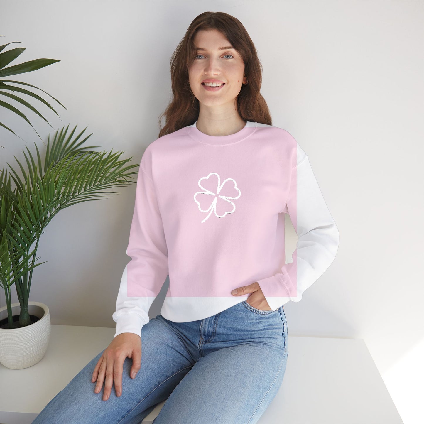Shamrock Embroidered Crewneck Sweatshirt - White Stitching