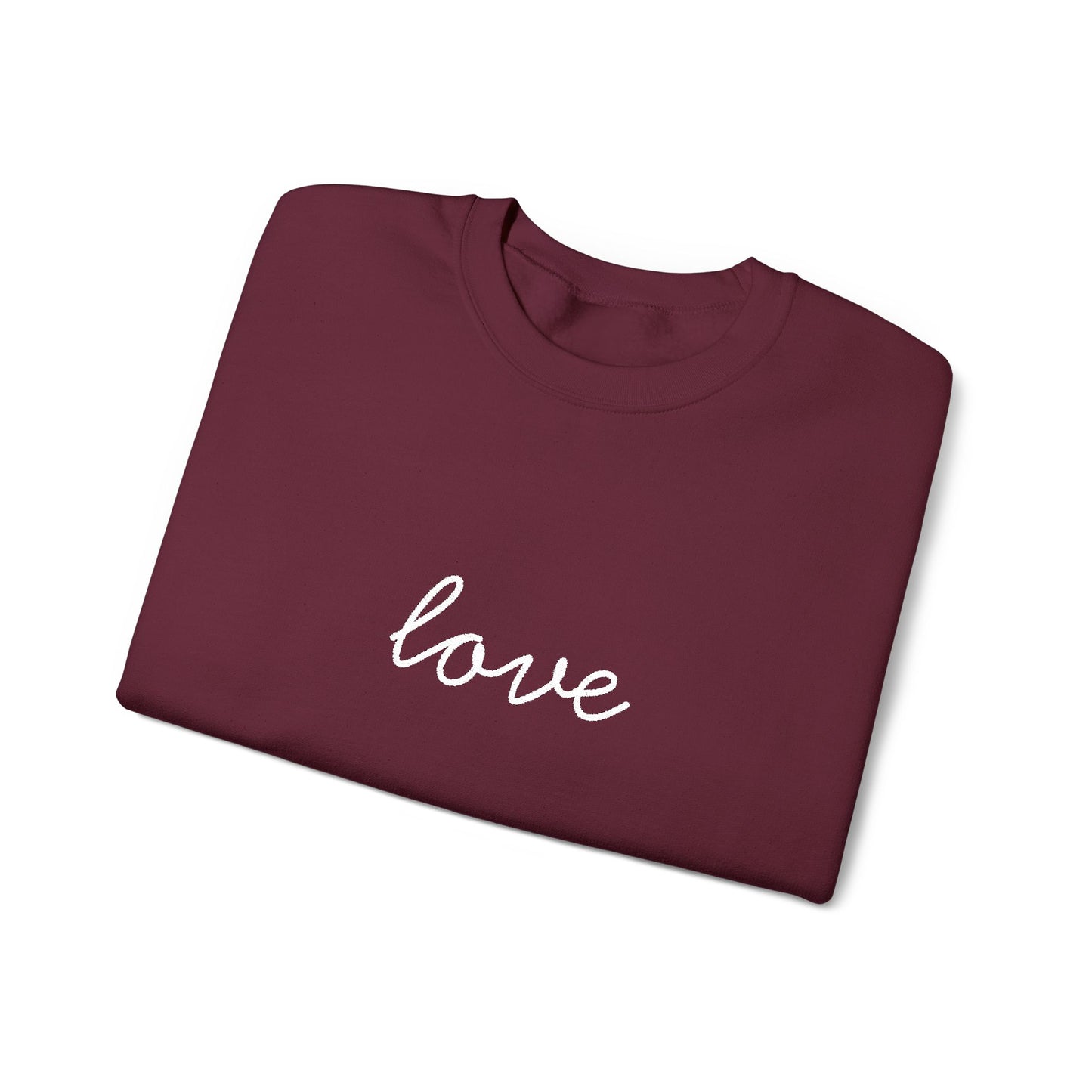 love Script Embroidered Crewneck Sweatshirt - white stitches