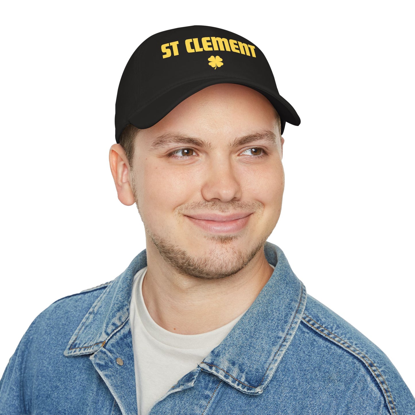 St. Clement Low Profile Baseball Cap — Retro Gold Text with Shamrock
