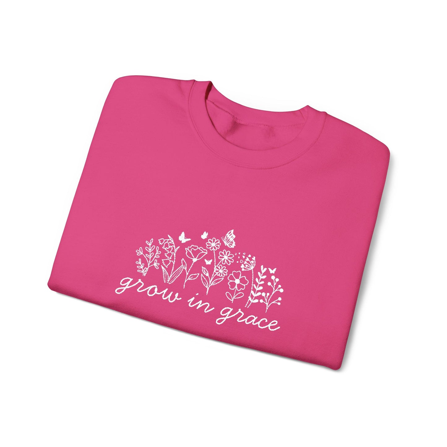 grow in grace Embroidered Crewneck Sweatshirt - white stitches