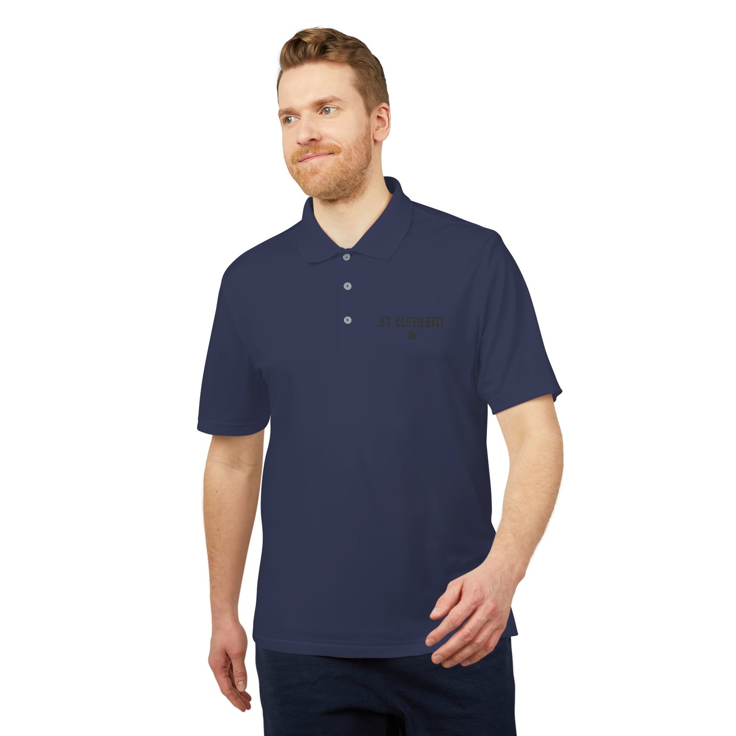 St. Clement Performance Polo — Lightweight Athletic Golf Shirt BLACK stitching
