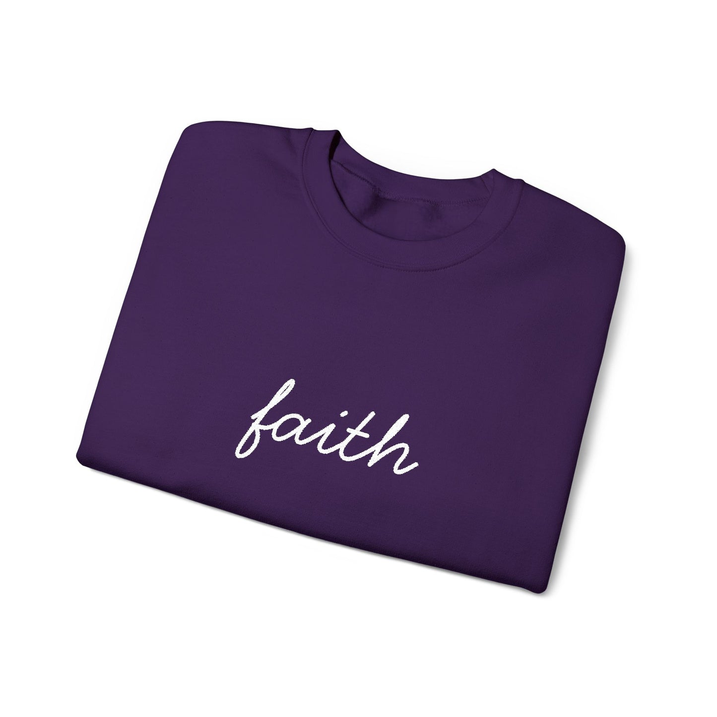 faith Script Embroidered Crewneck Sweatshirt - white stitches