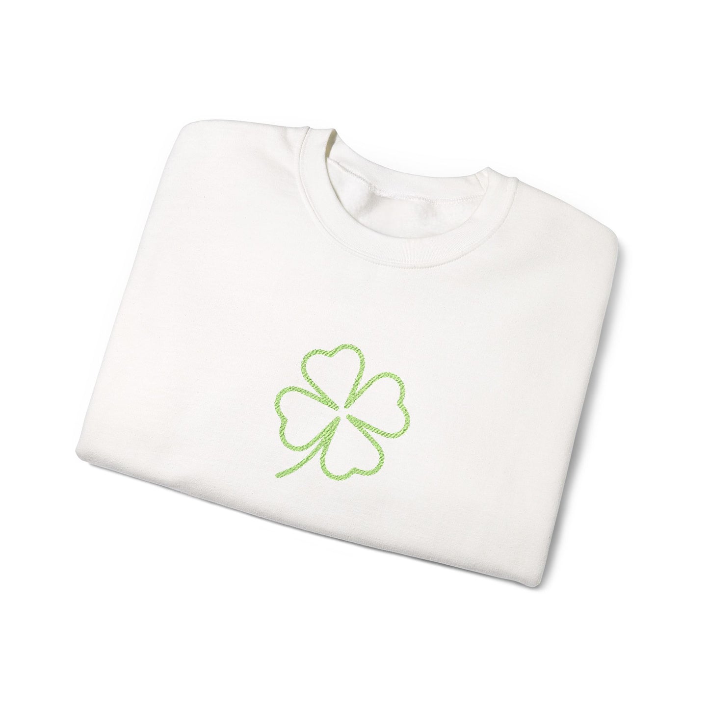 Shamrock Embroidered Crewneck Sweatshirt - Kelly Green Stitching