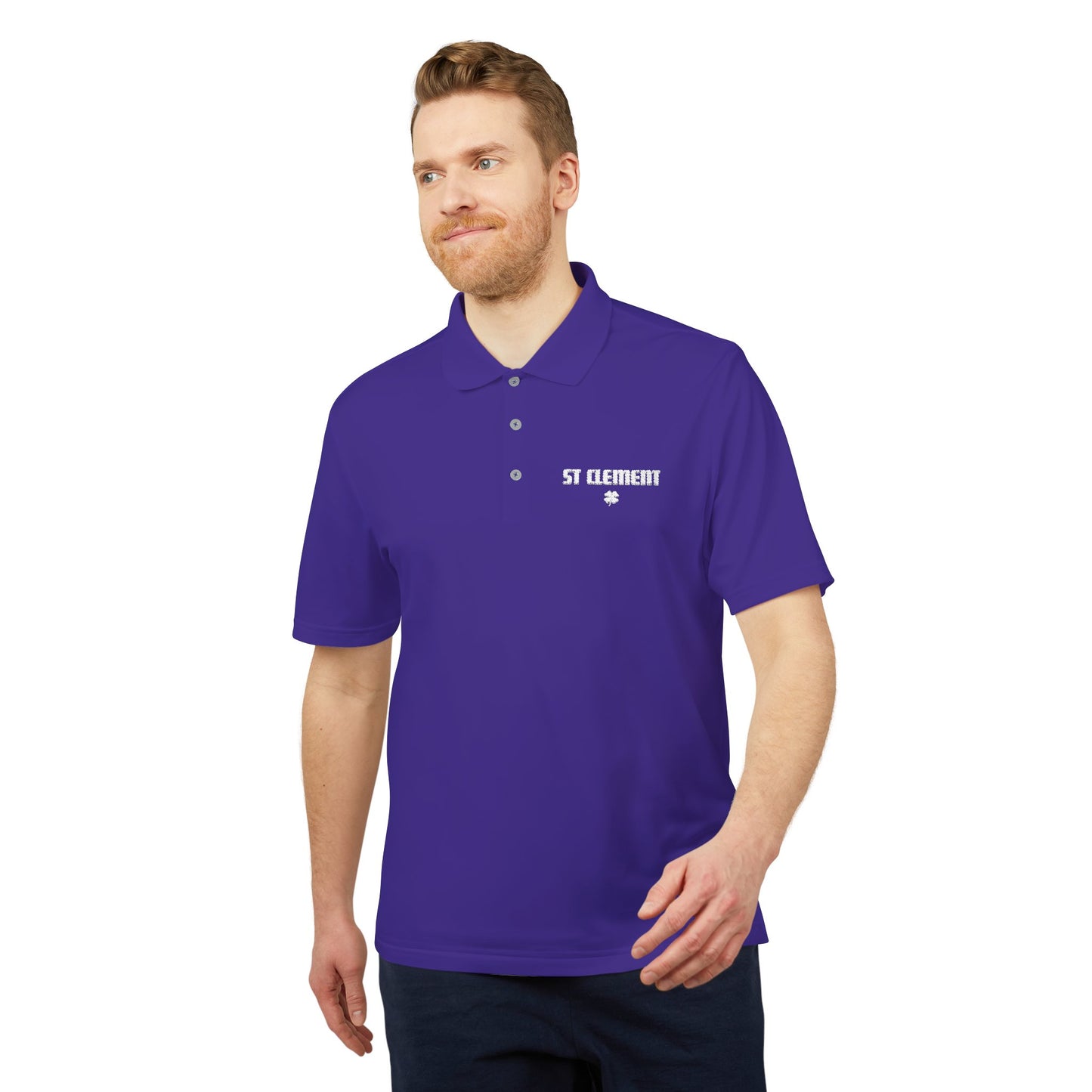 St. Clement Performance Polo — Lightweight Athletic Golf Shirt WHITE stitching