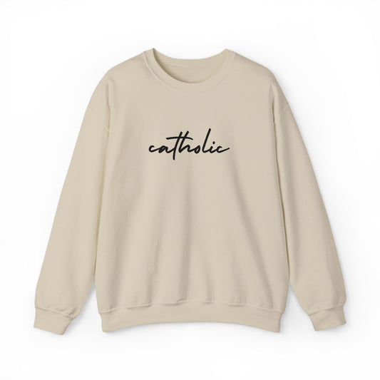 catholic Script Embroidered Crewneck Sweatshirt - black stitches
