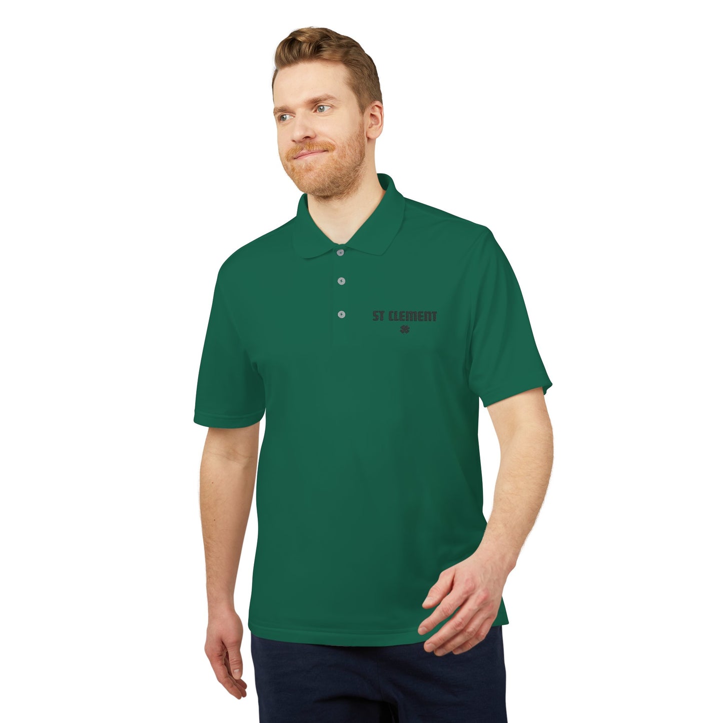 St. Clement Performance Polo — Lightweight Athletic Golf Shirt BLACK stitching