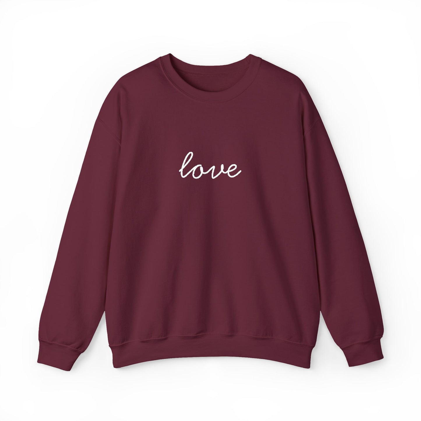 love Script Embroidered Crewneck Sweatshirt - white stitches