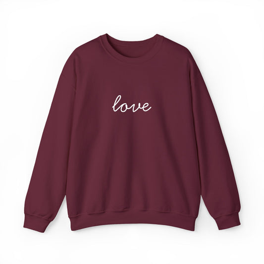 love Script Embroidered Crewneck Sweatshirt - white stitches