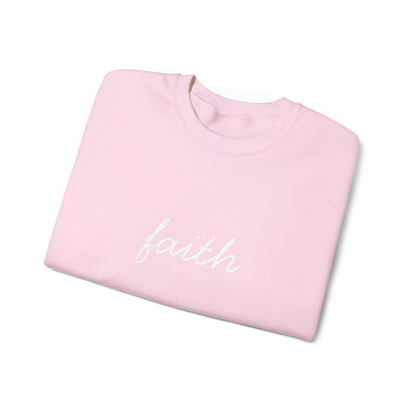 faith Script Embroidered Crewneck Sweatshirt - white stitches