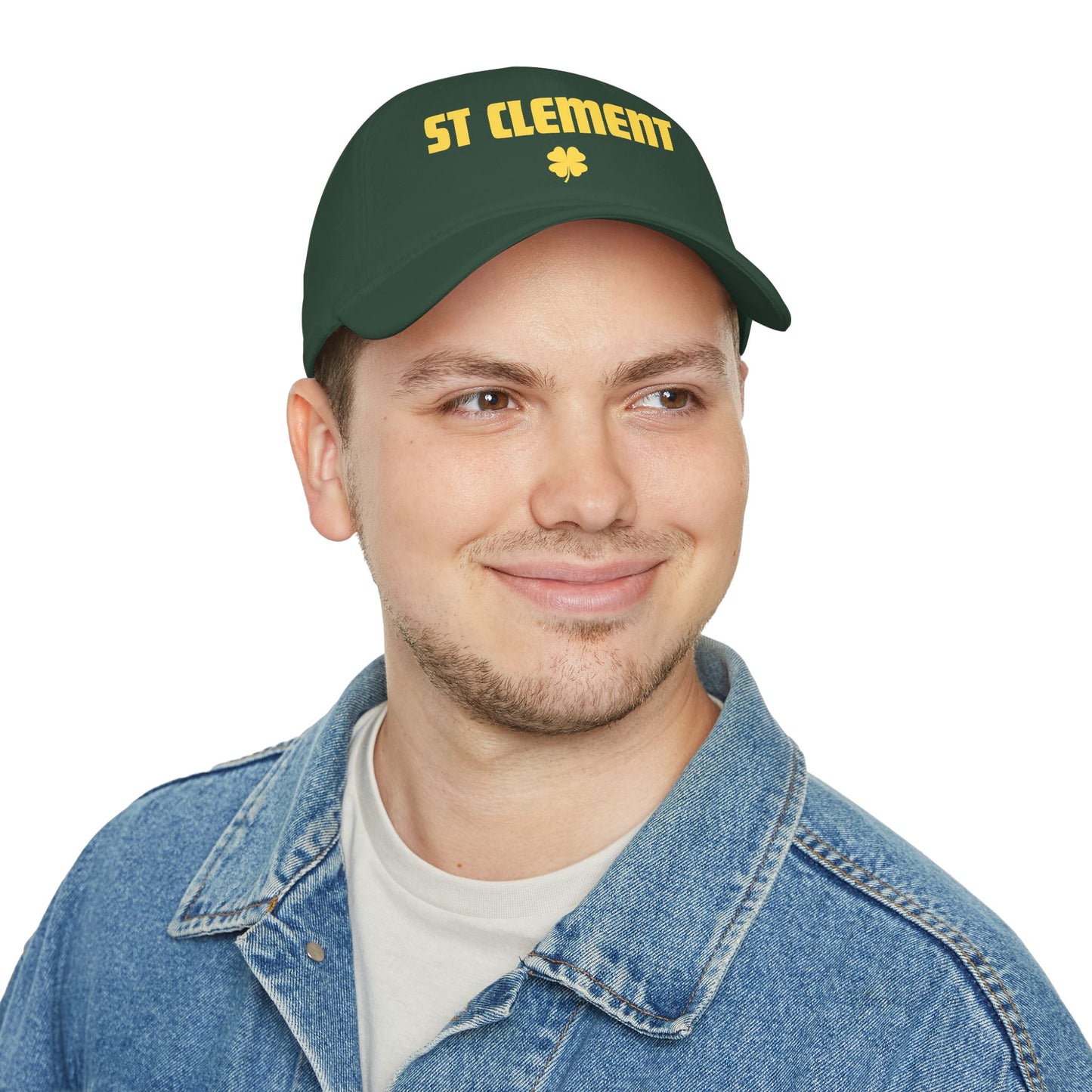 St. Clement Low Profile Baseball Cap — Retro Gold Text with Shamrock