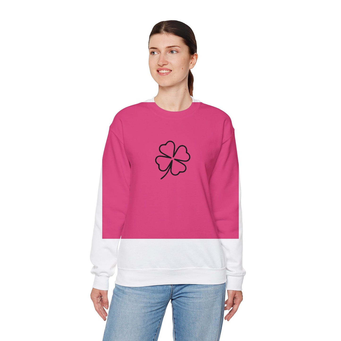 Shamrock Embroidered Crewneck Sweatshirt - Black Stitching
