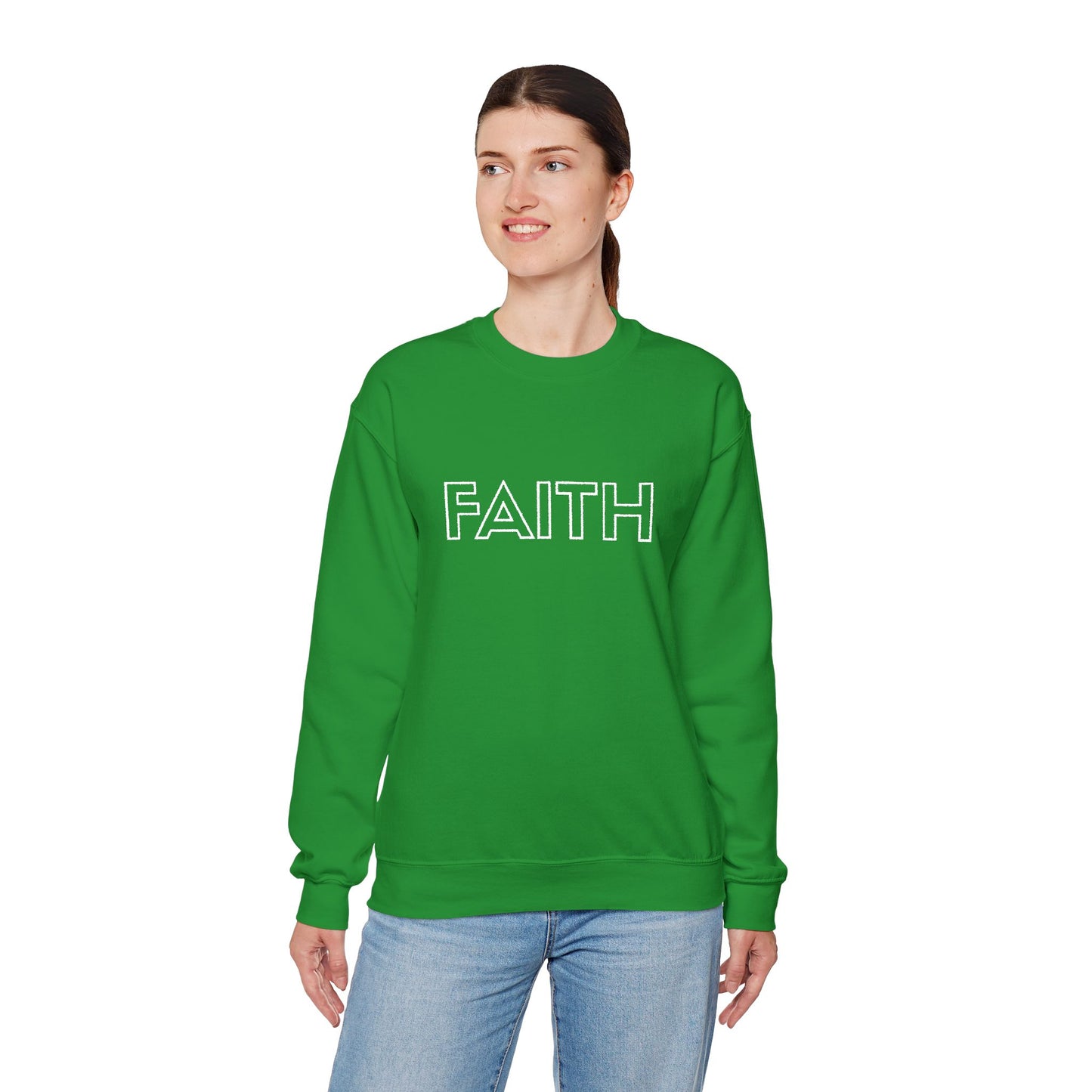FAITH Embroidered Crewneck Sweatshirt - White stitching
