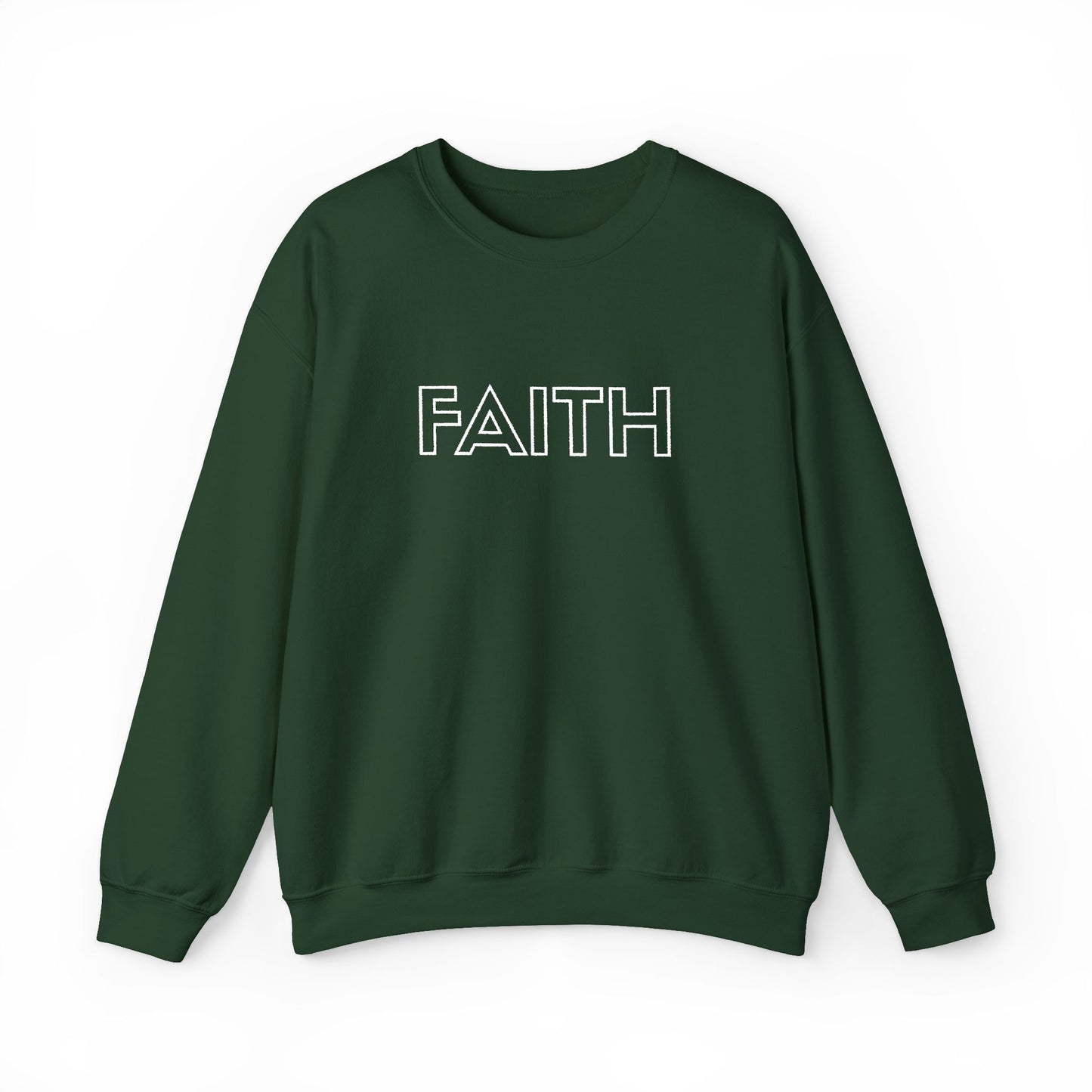 FAITH Embroidered Crewneck Sweatshirt - White stitching