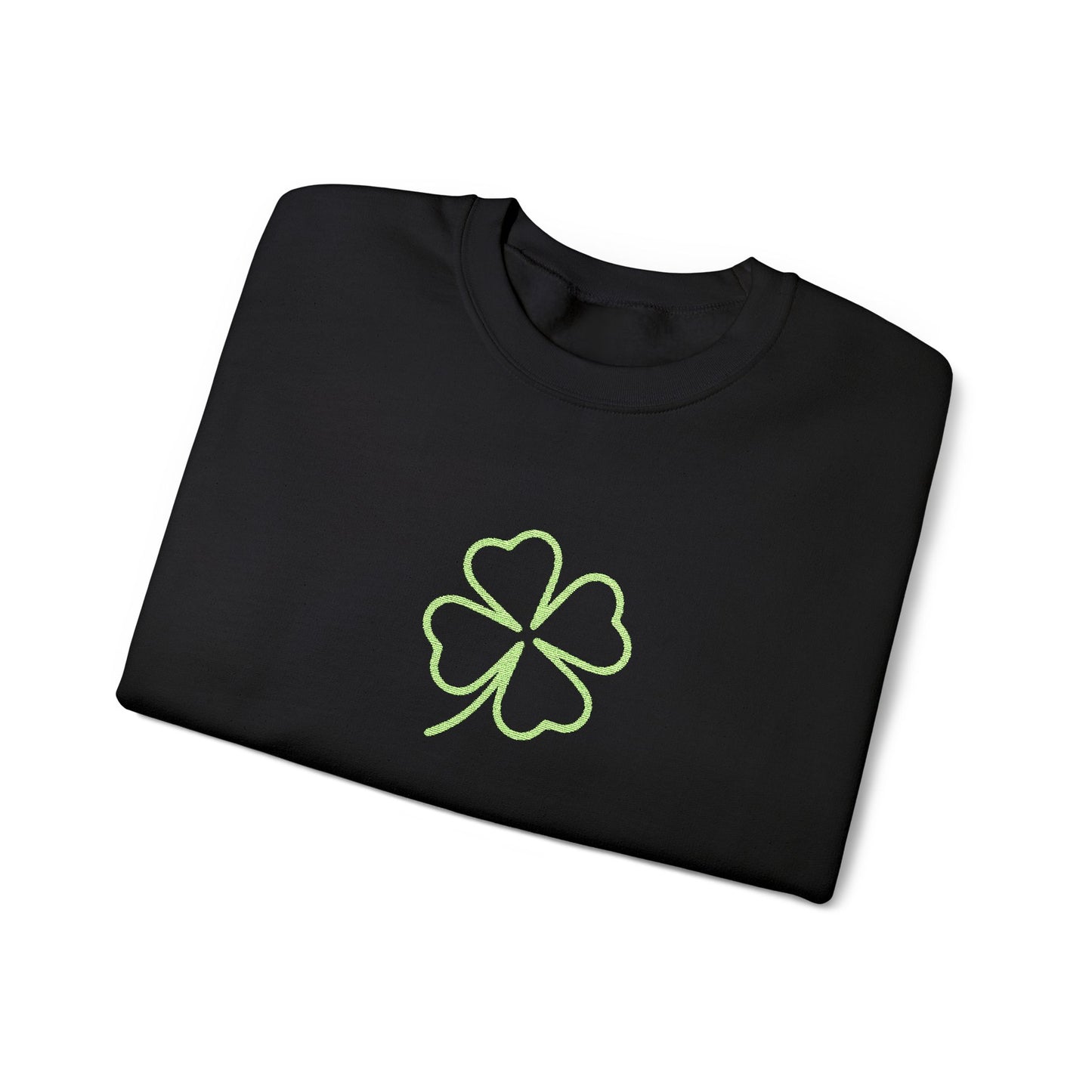 Shamrock Embroidered Crewneck Sweatshirt - Kelly Green Stitching