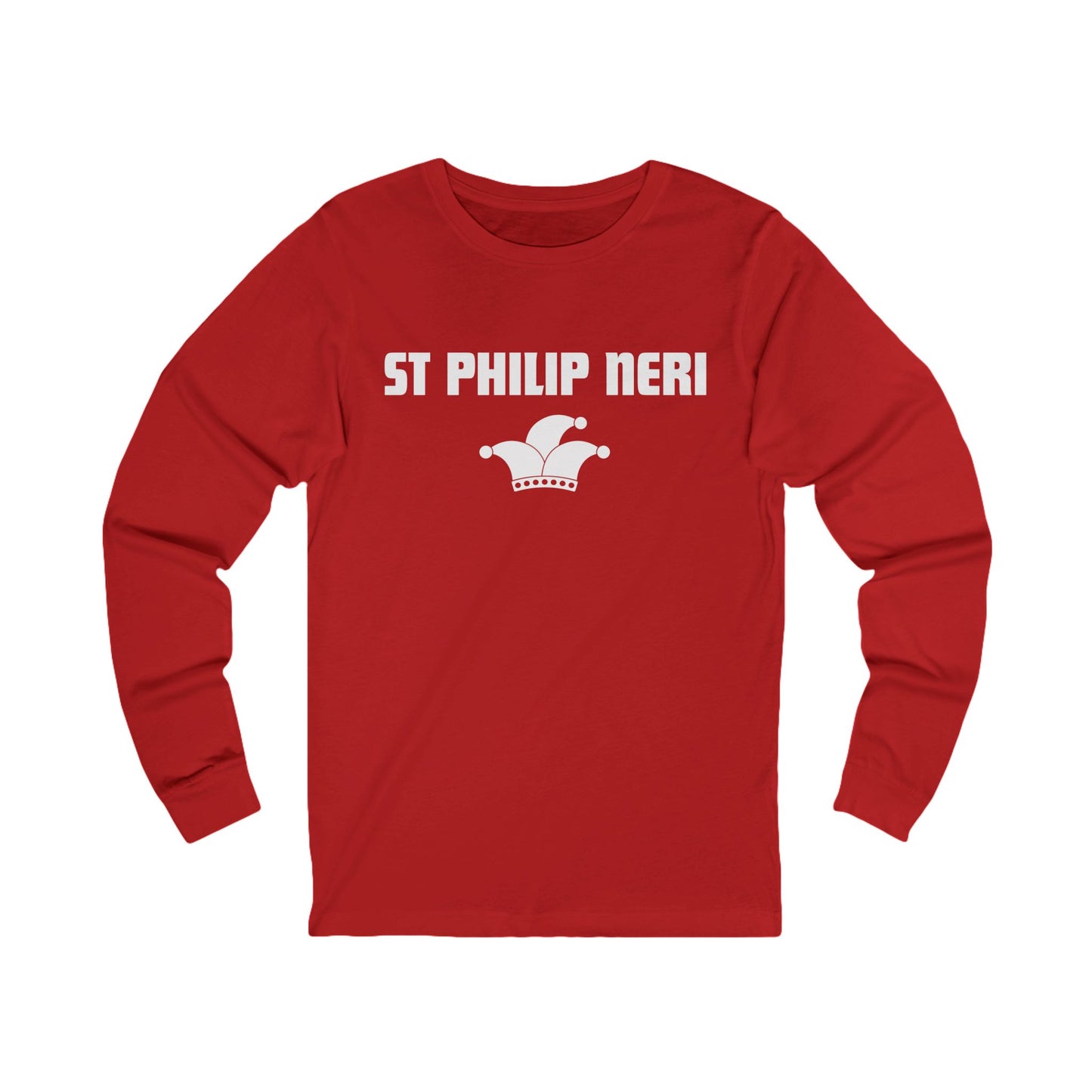 St Philip Neri WHITE print with jester hat Long Sleeve Tee