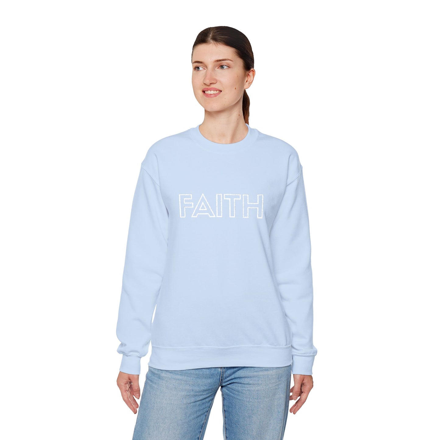 FAITH Embroidered Crewneck Sweatshirt - White stitching
