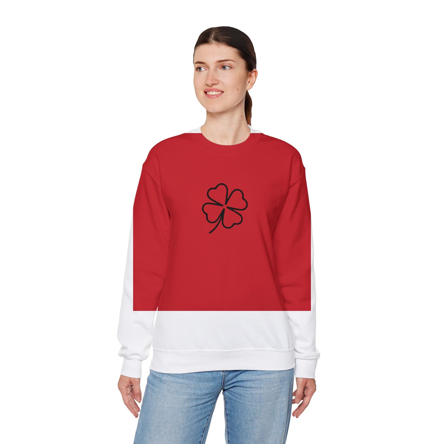 Shamrock Embroidered Crewneck Sweatshirt - Black Stitching