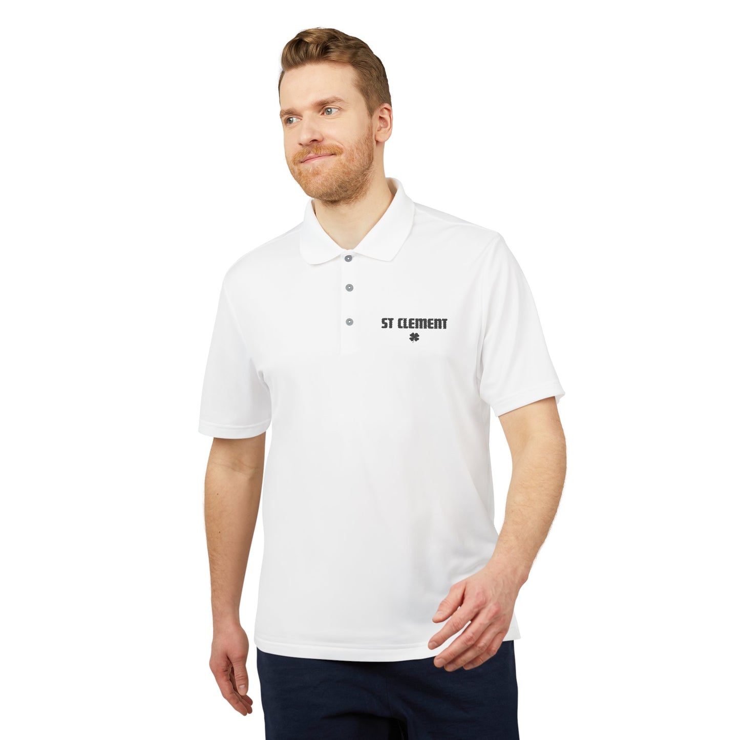 St. Clement Performance Polo — Lightweight Athletic Golf Shirt BLACK stitching