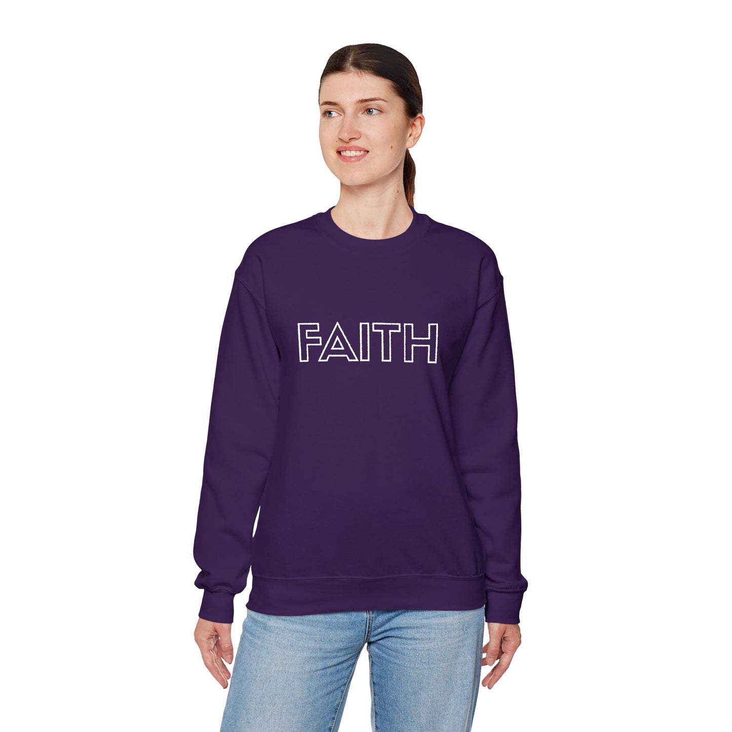 FAITH Embroidered Crewneck Sweatshirt - White stitching