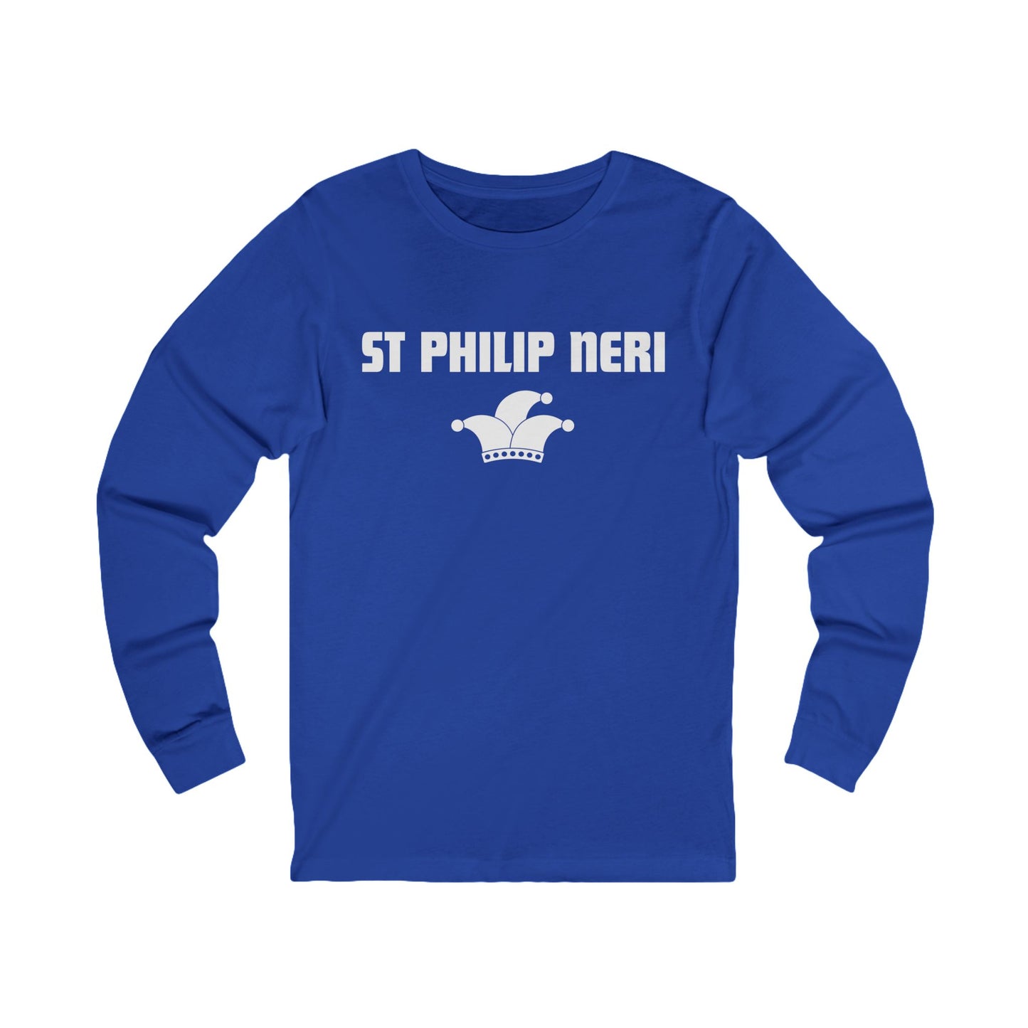 St Philip Neri WHITE print with jester hat Long Sleeve Tee