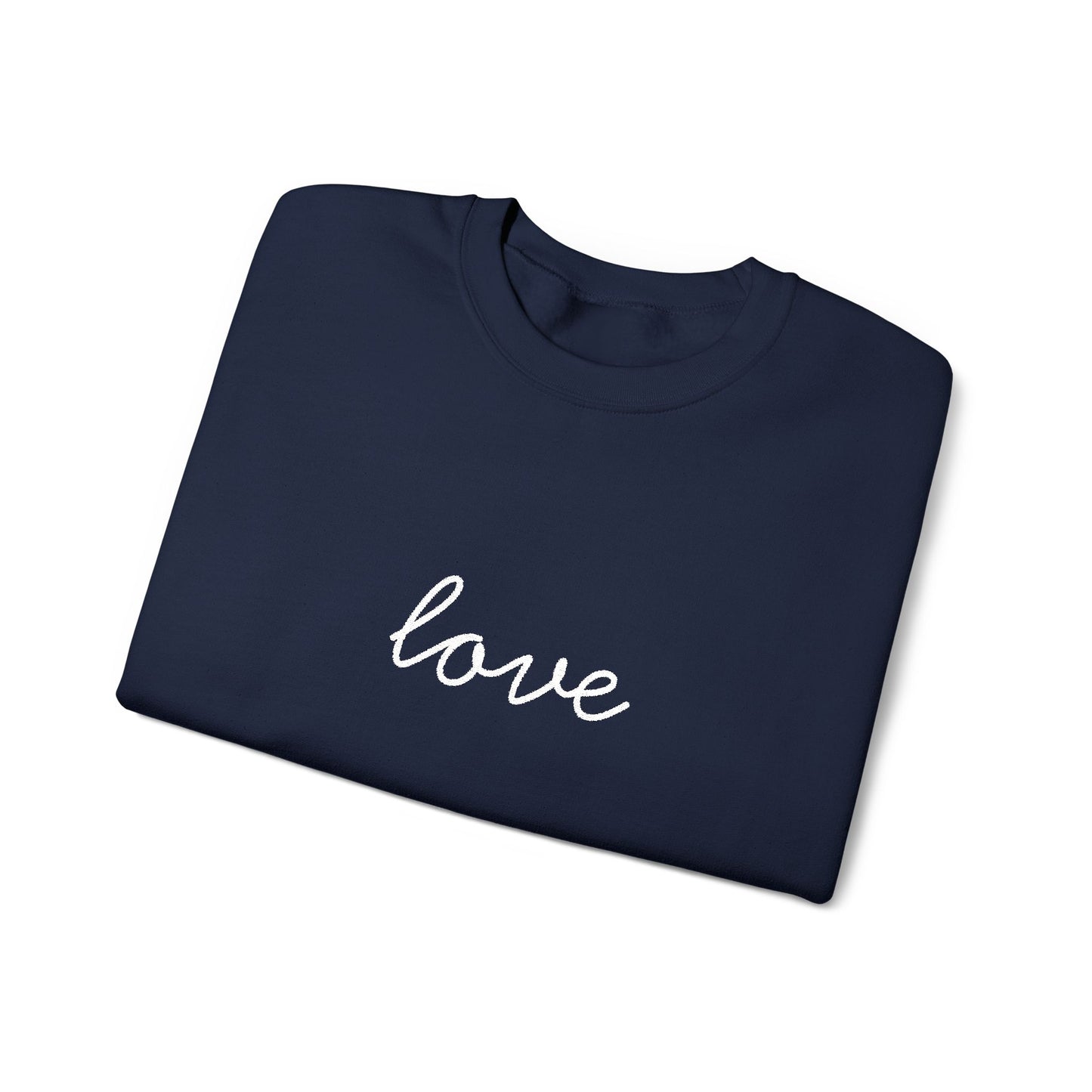 love Script Embroidered Crewneck Sweatshirt - white stitches