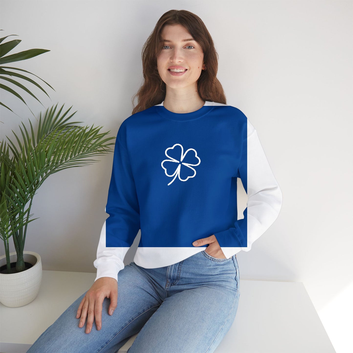 Shamrock Embroidered Crewneck Sweatshirt - White Stitching
