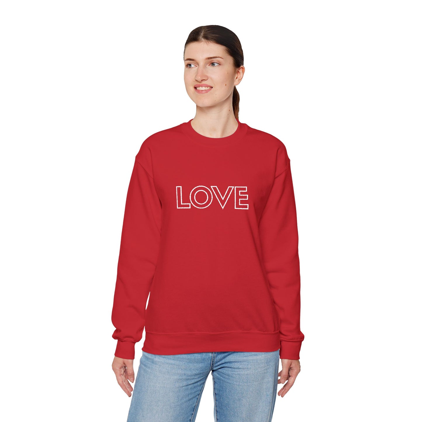 LOVE Embroidered Crewneck Sweatshirt - White stitching