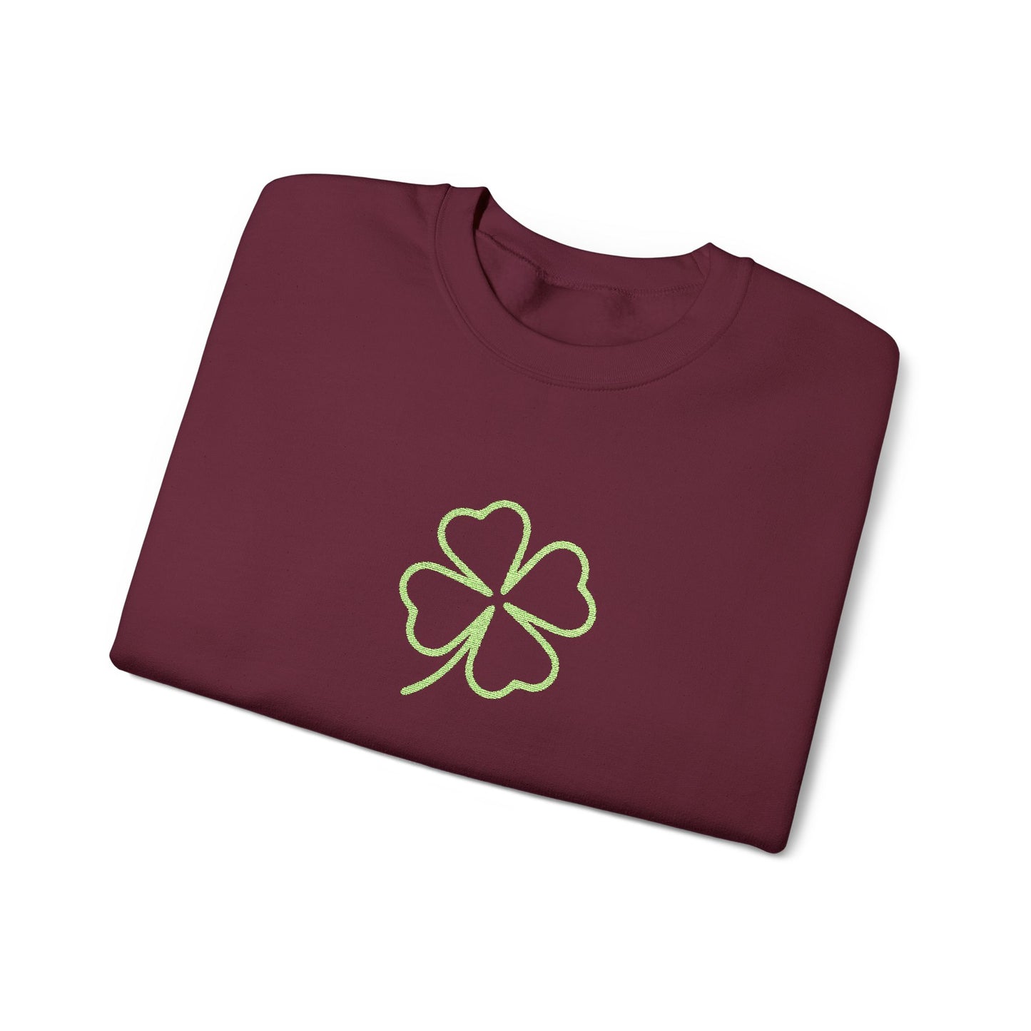 Shamrock Embroidered Crewneck Sweatshirt - Kelly Green Stitching