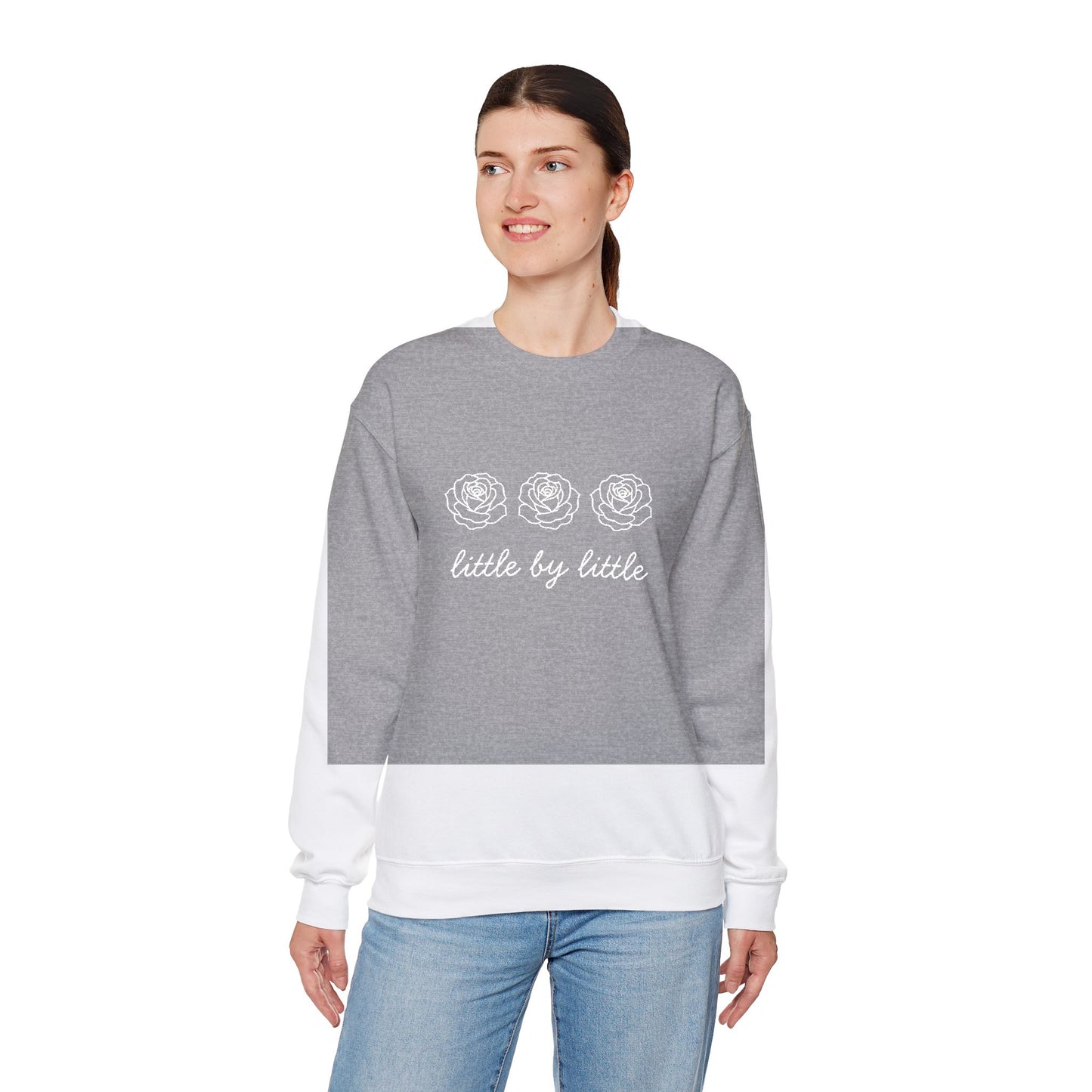 Little by little Embroidered Crewneck Sweatshirt - white stitches