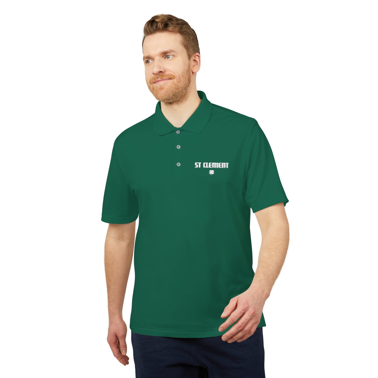 St. Clement Performance Polo — Lightweight Athletic Golf Shirt WHITE stitching