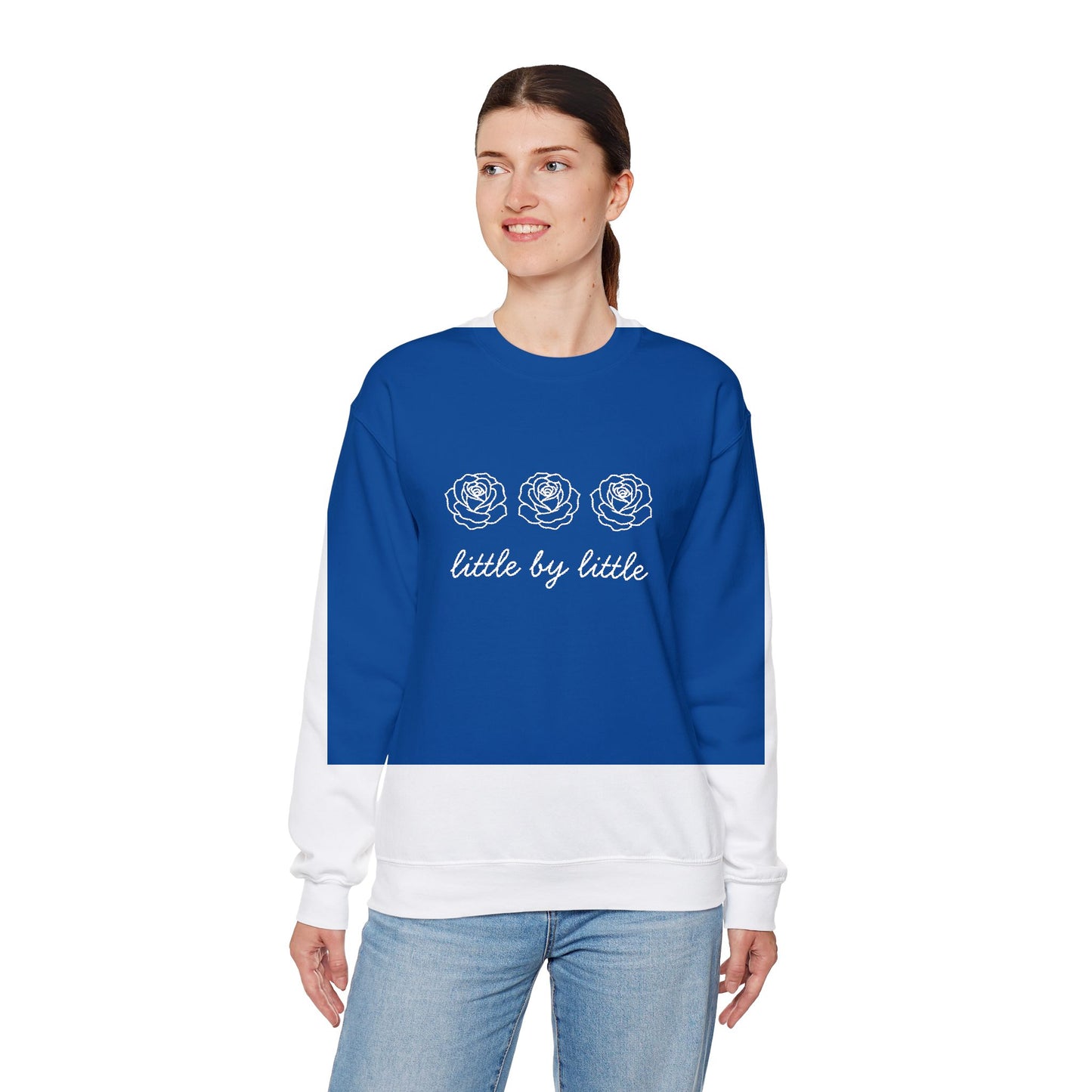 Little by little Embroidered Crewneck Sweatshirt - white stitches