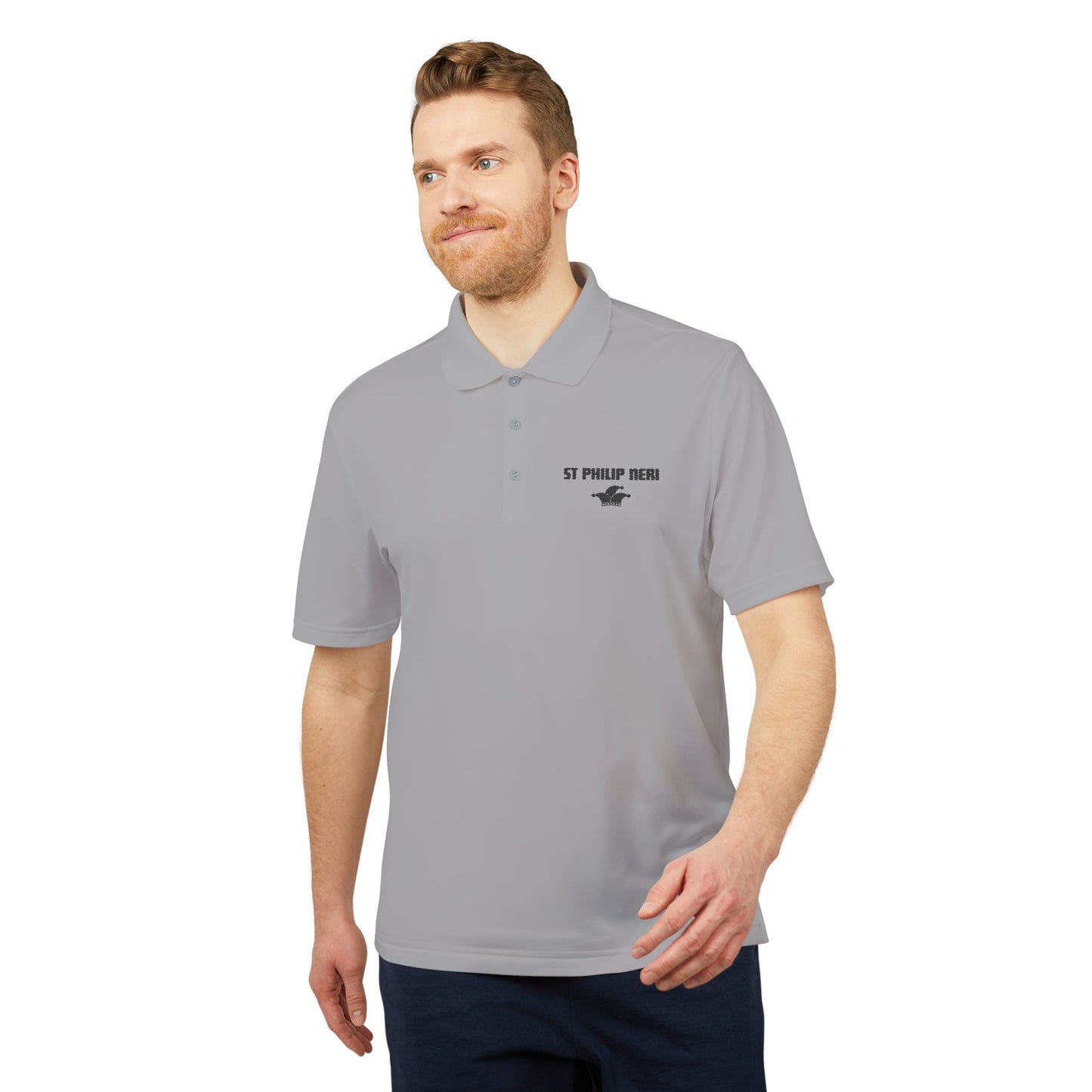 St. Philip Neri Performance Polo — Lightweight Athletic Golf Shirt BLACK stitching