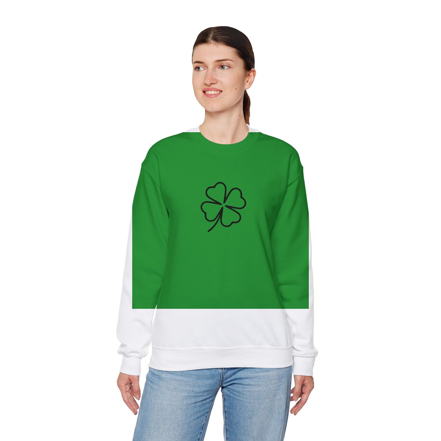 Shamrock Embroidered Crewneck Sweatshirt - Black Stitching