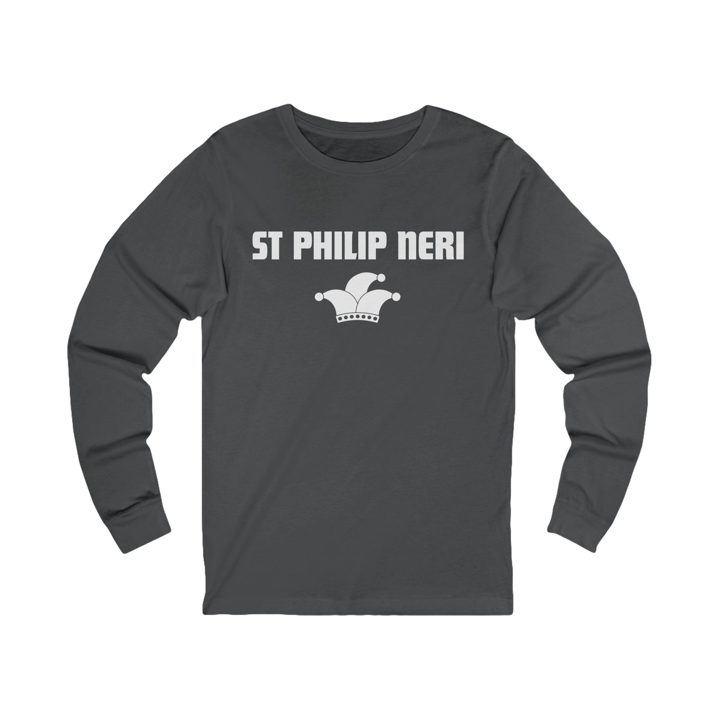 St Philip Neri WHITE print with jester hat Long Sleeve Tee