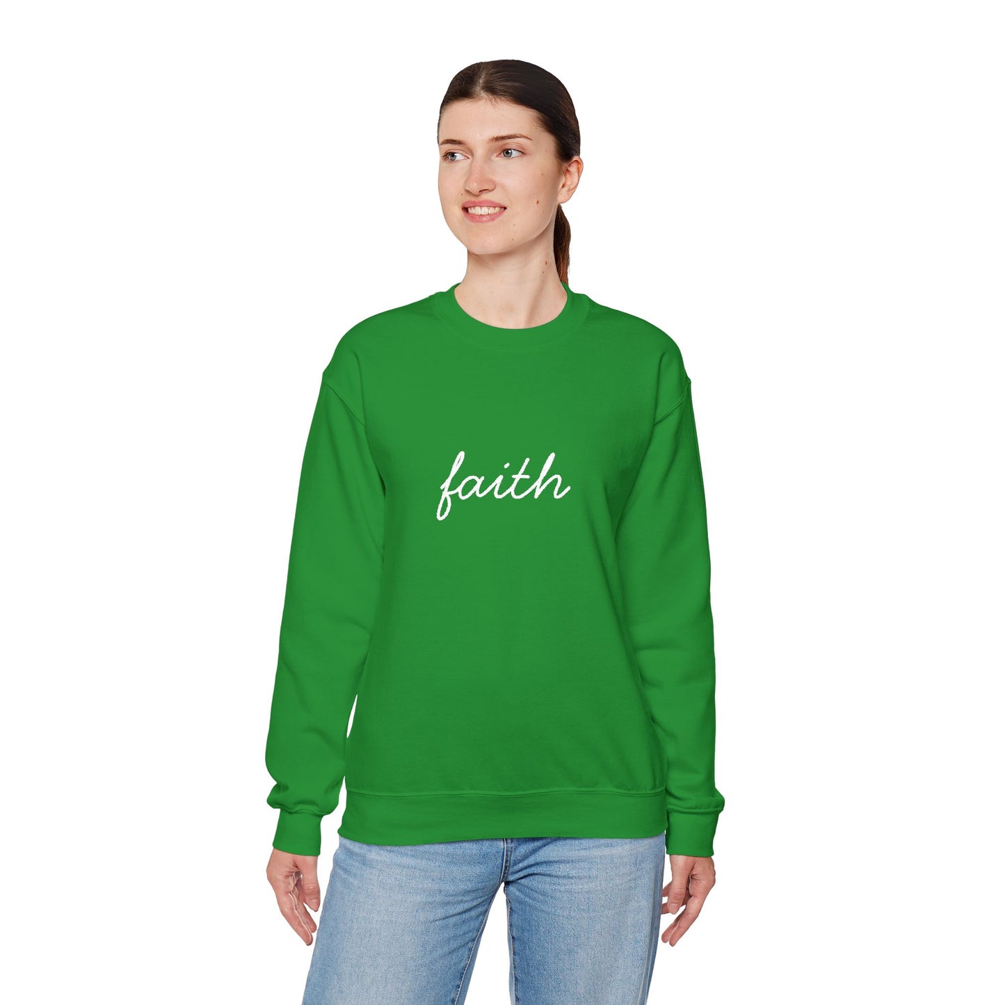faith Script Embroidered Crewneck Sweatshirt - white stitches