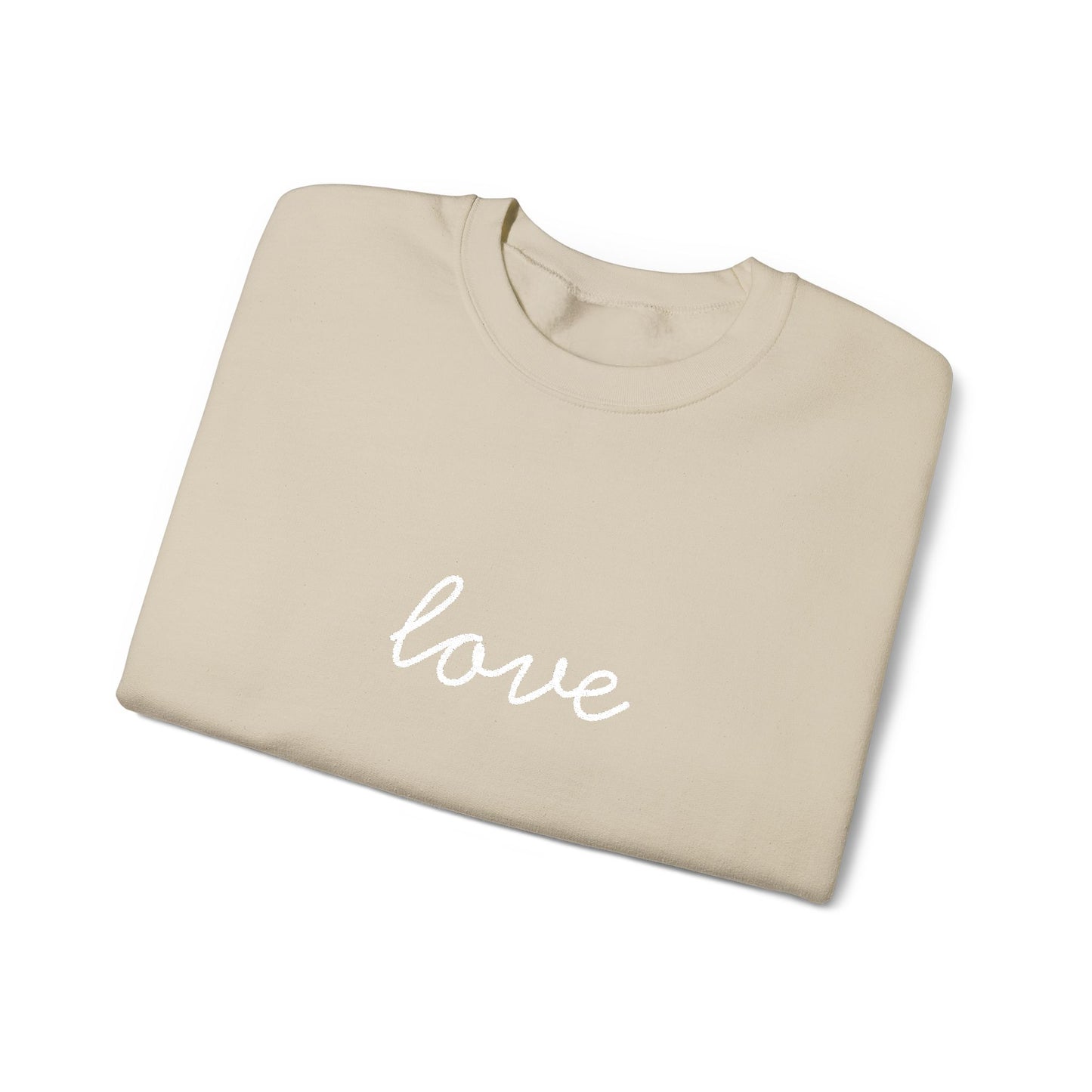 love Script Embroidered Crewneck Sweatshirt - white stitches