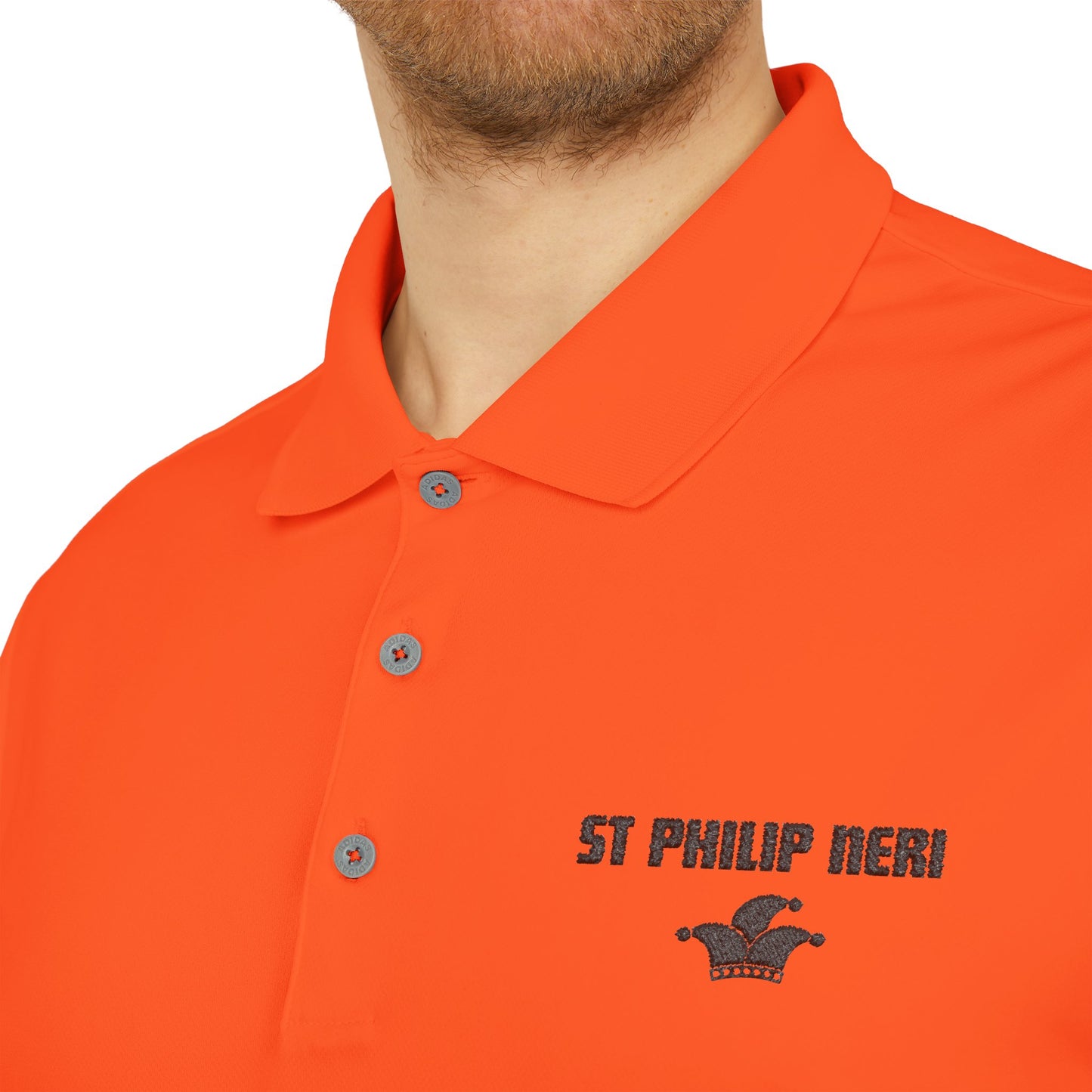 St. Philip Neri Performance Polo — Lightweight Athletic Golf Shirt BLACK stitching