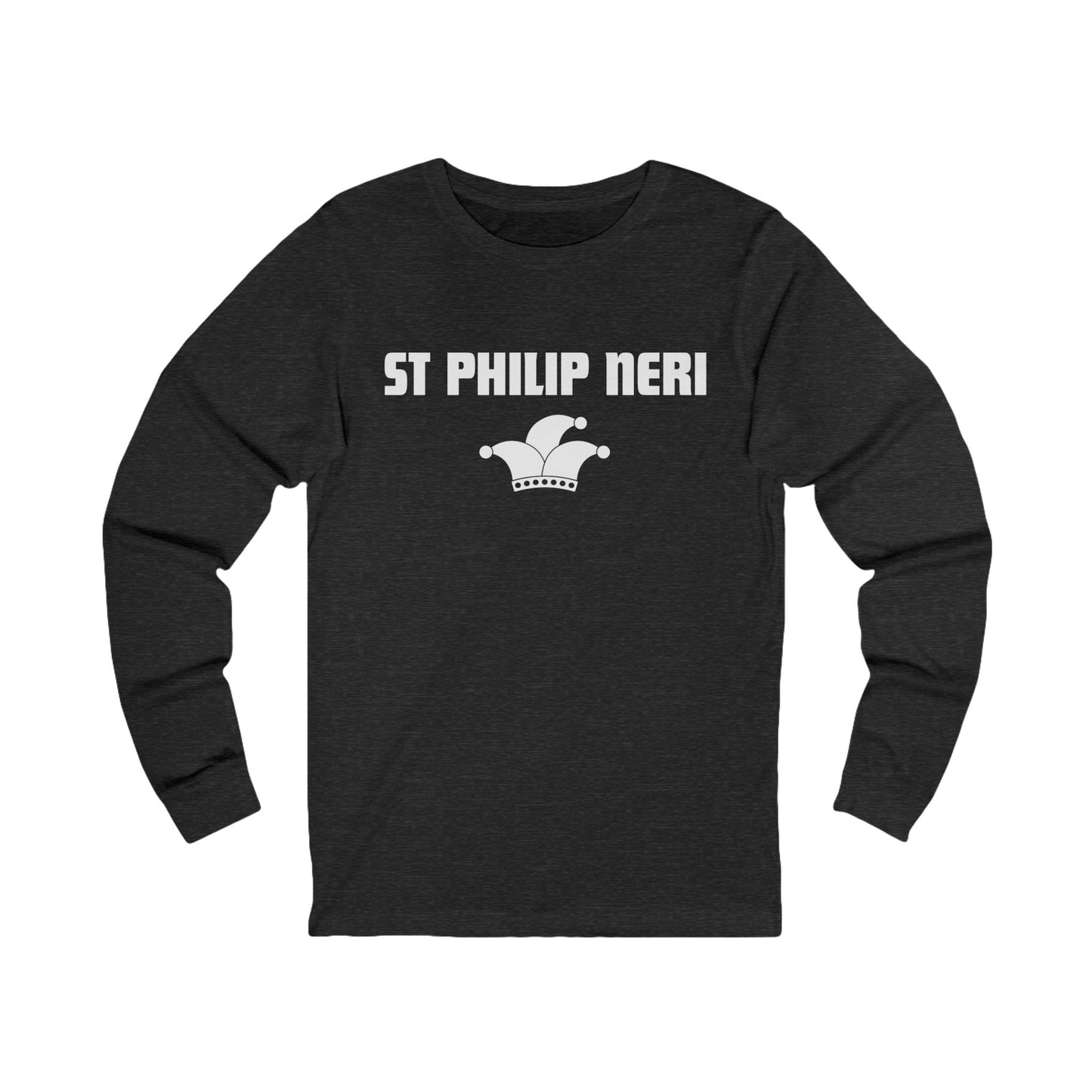 St Philip Neri WHITE print with jester hat Long Sleeve Tee