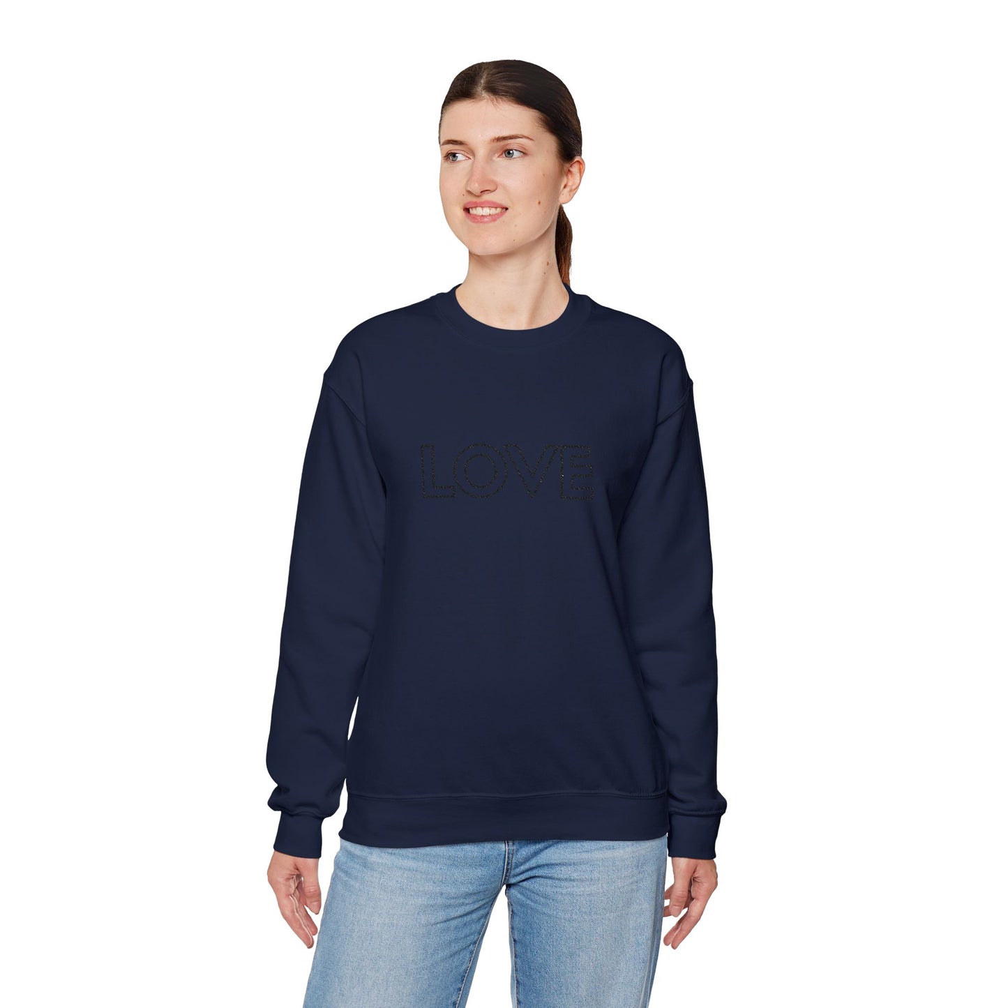 LOVE Embroidered Crewneck Sweatshirt - Black Stitching