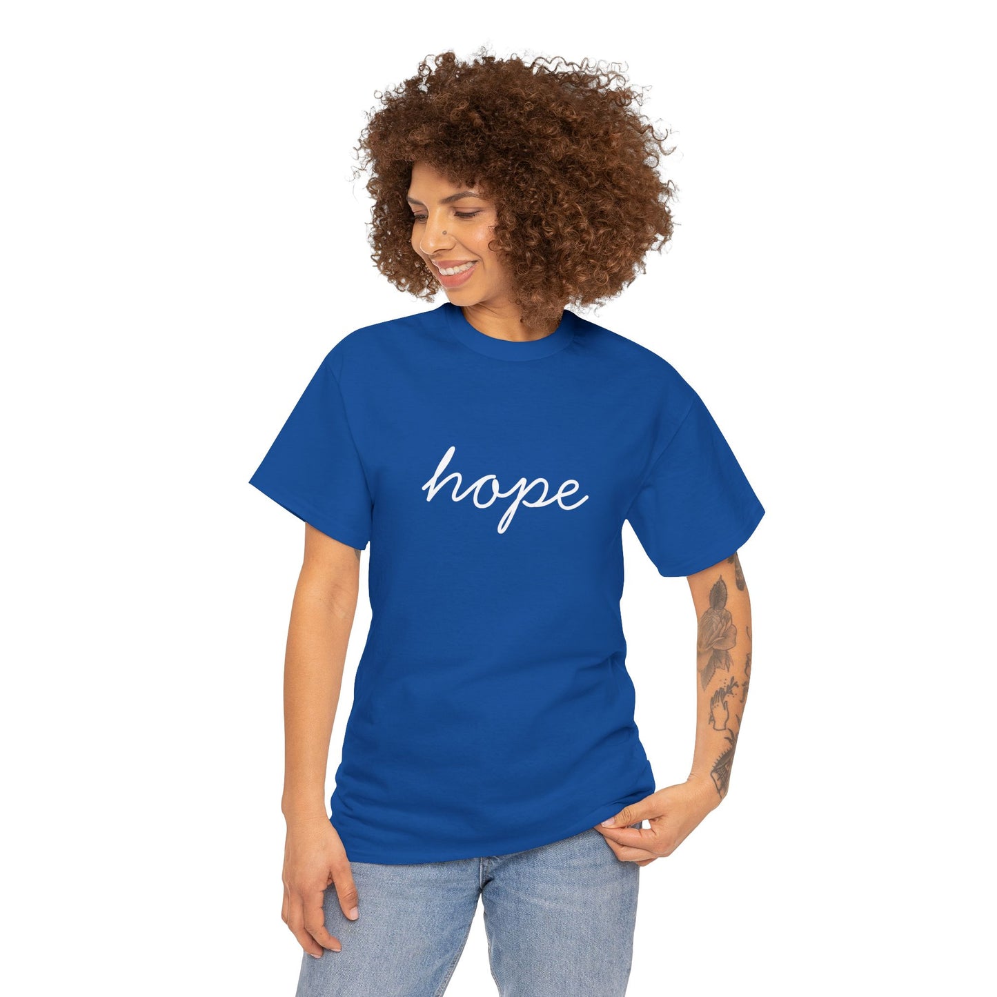 Hope Script T-Shirt —white Printing