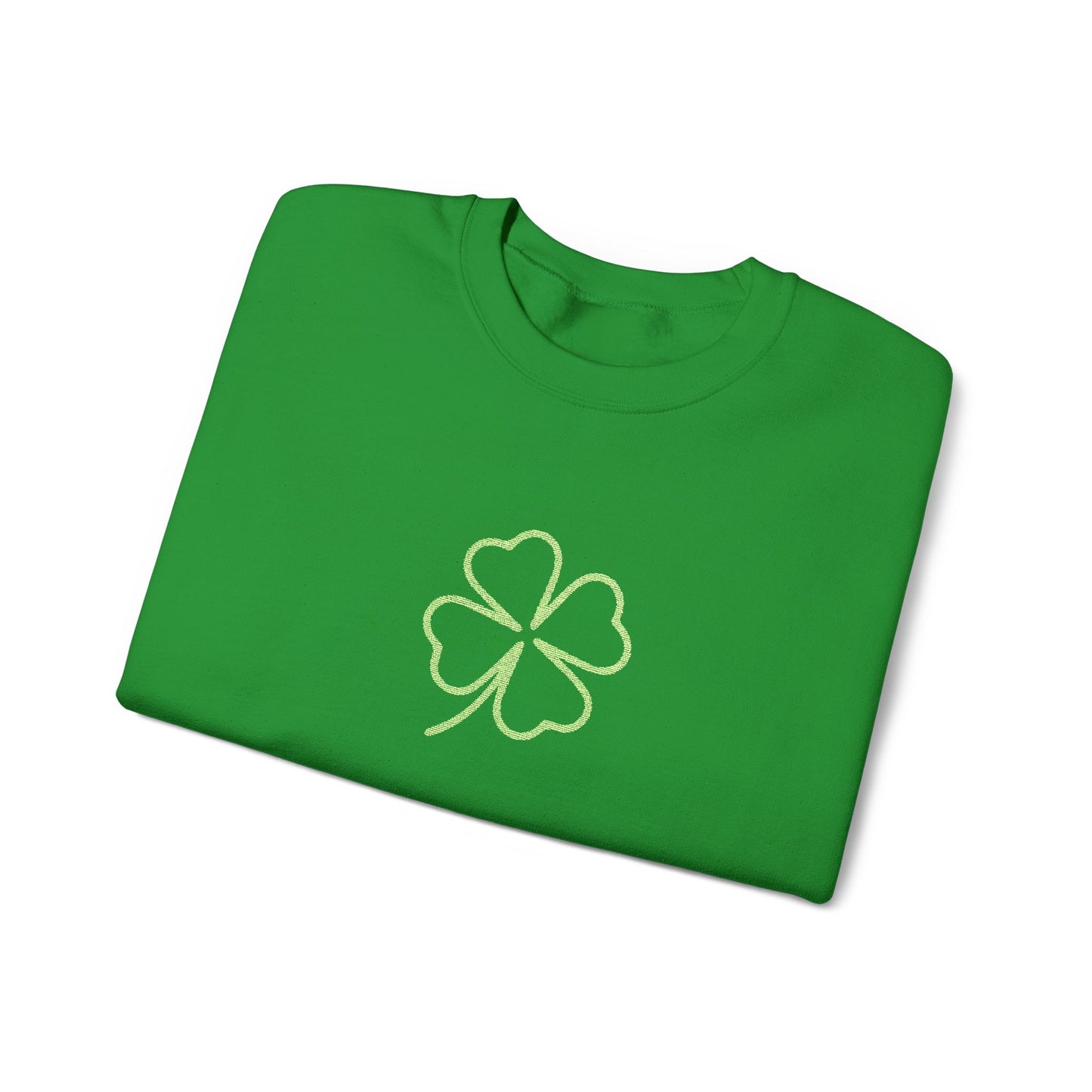 Shamrock Embroidered Crewneck Sweatshirt - Kelly Green Stitching