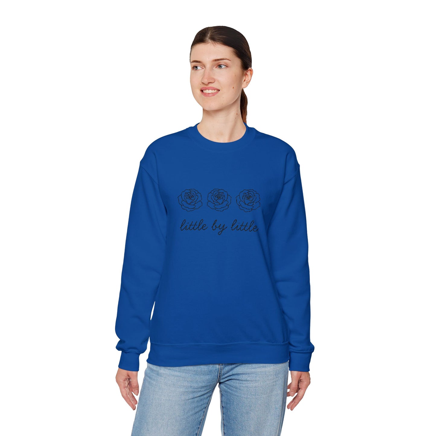 Little by little Embroidered Crewneck Sweatshirt - black stitches