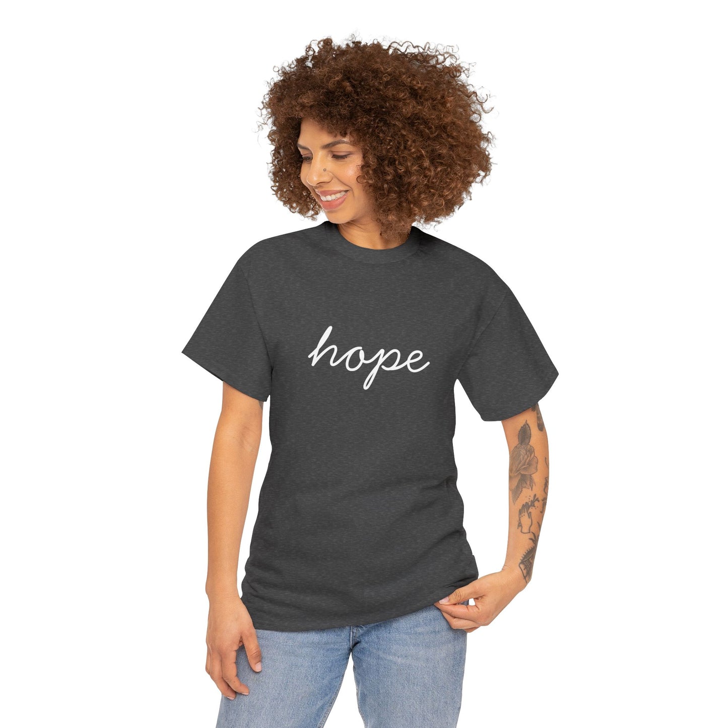 Hope Script T-Shirt —white Printing