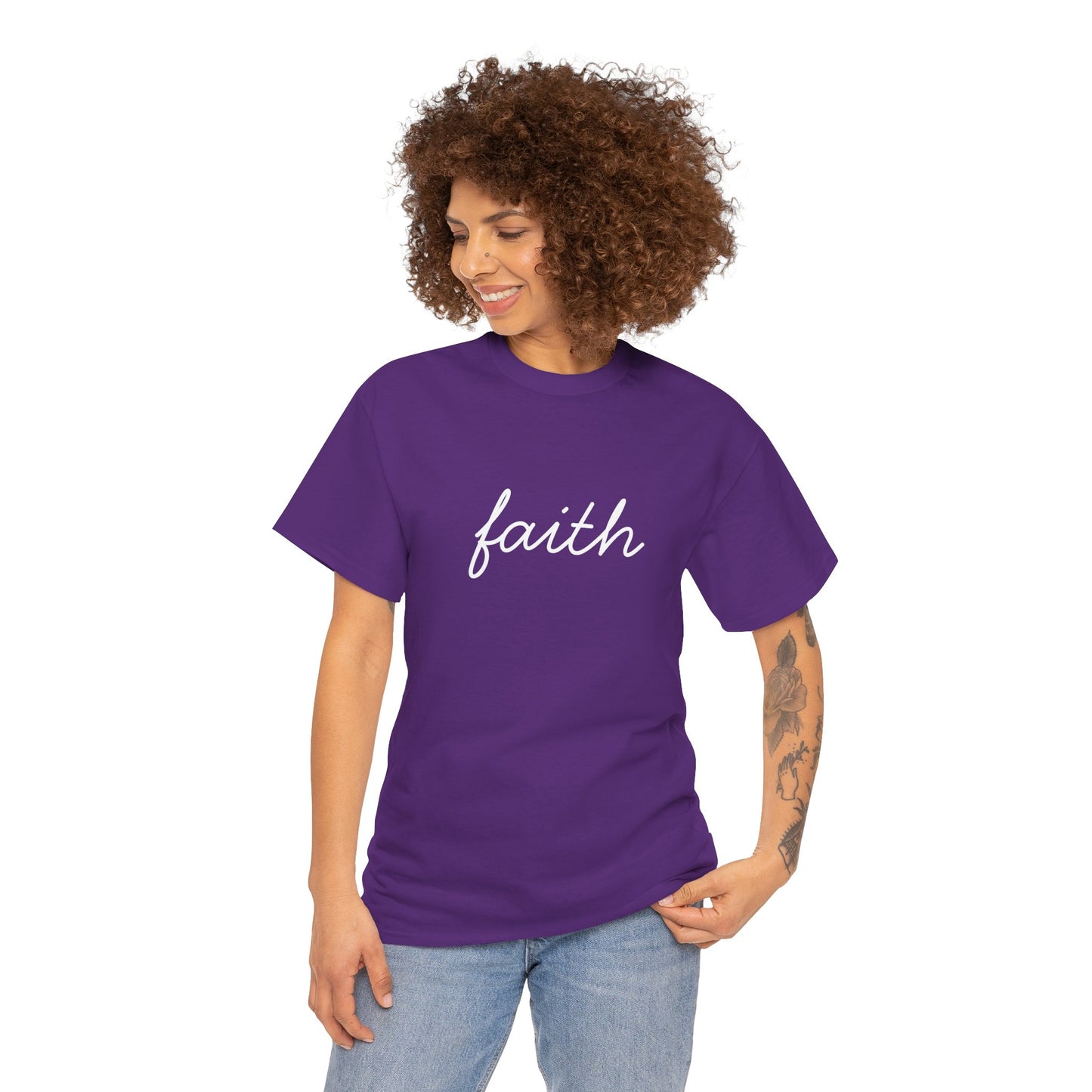 Faith Script T-Shirt —White Printing