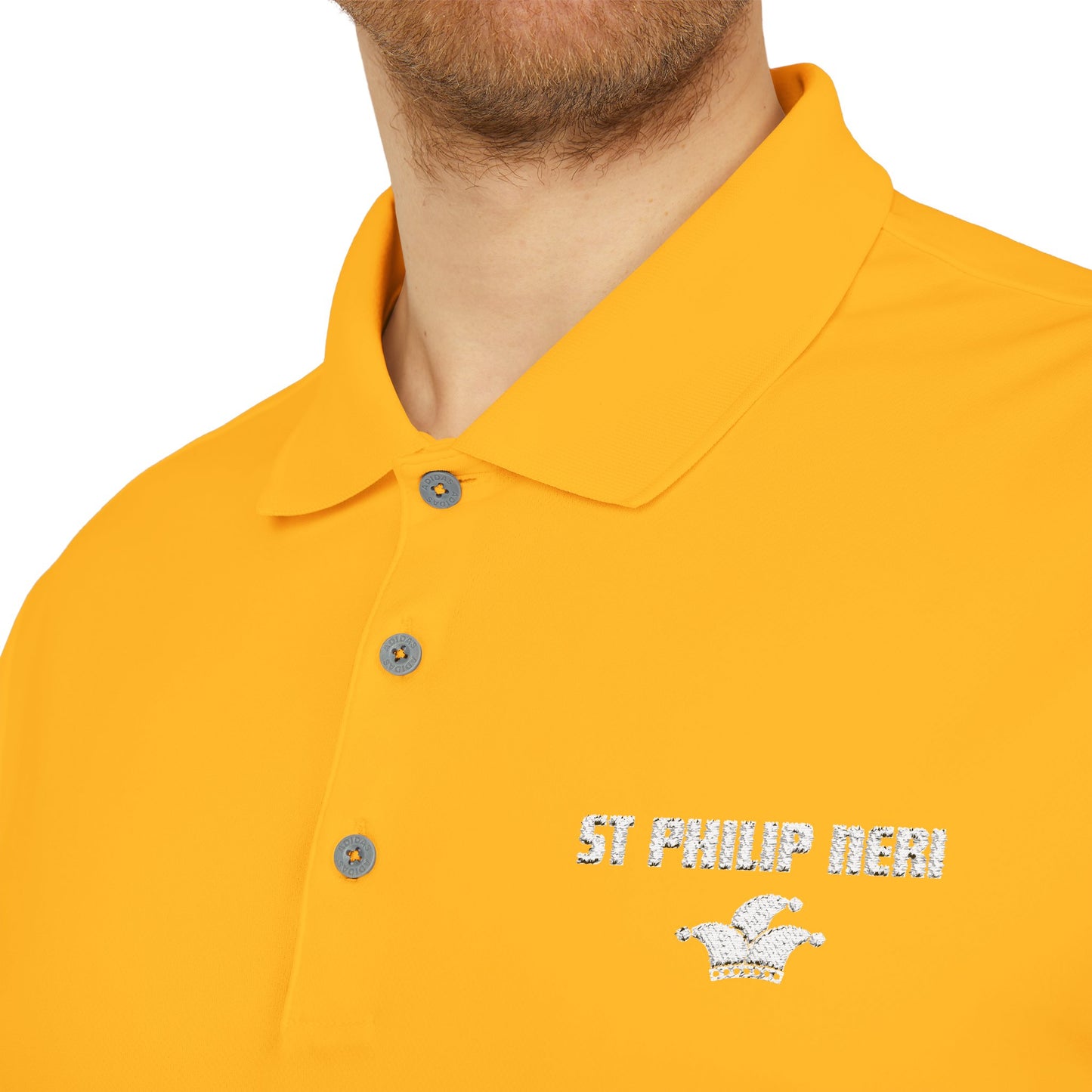 St. Philip Neri Performance Polo — Lightweight Athletic Golf Shirt WHITE stitching