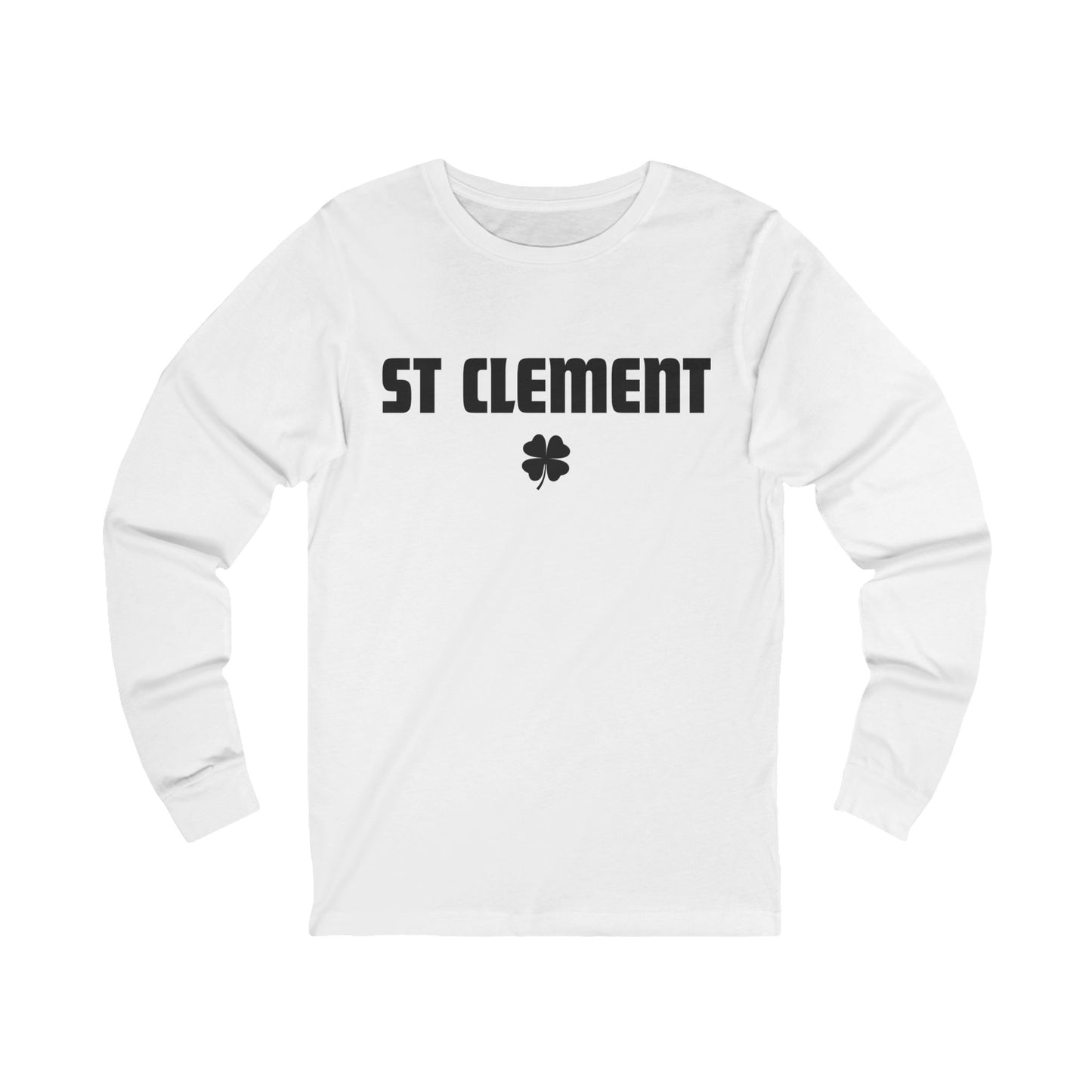 St Clement BLACK print with shamrock Long Sleeve Tee