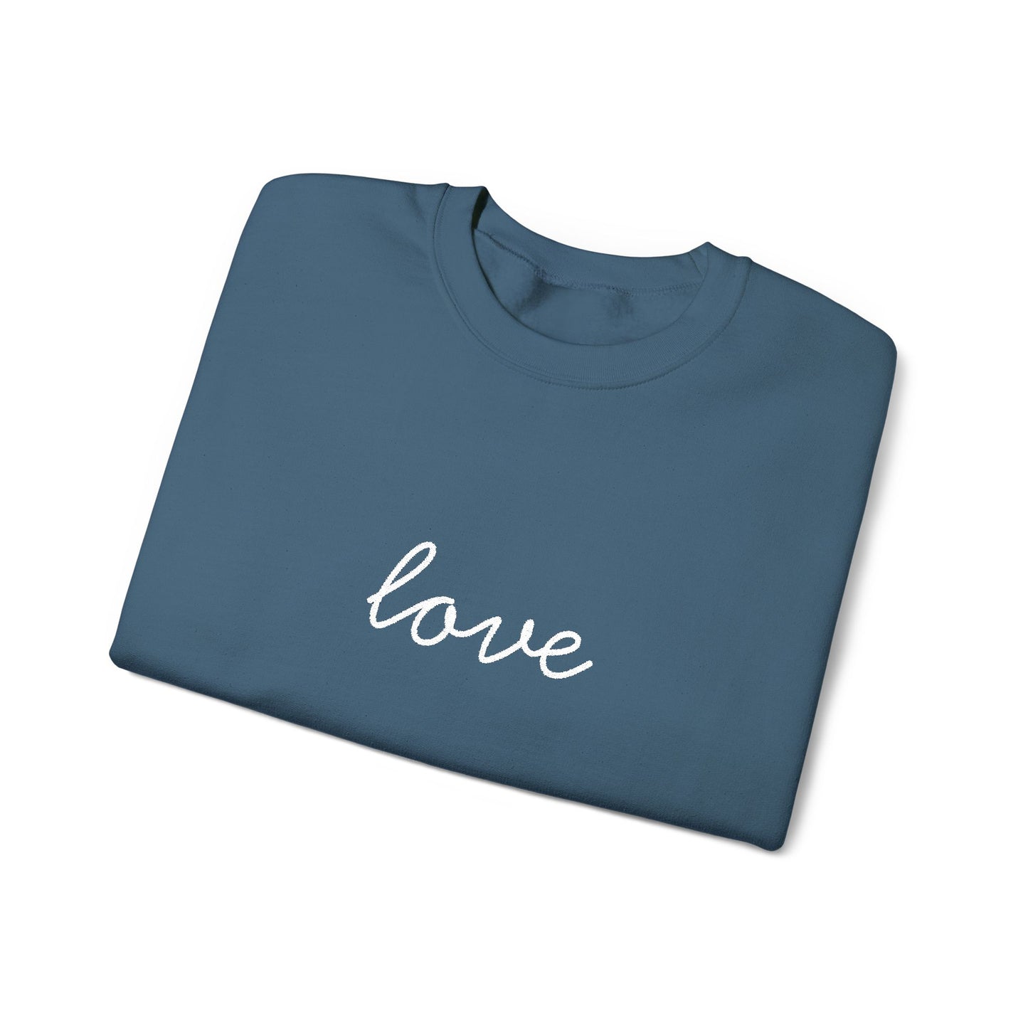 love Script Embroidered Crewneck Sweatshirt - white stitches